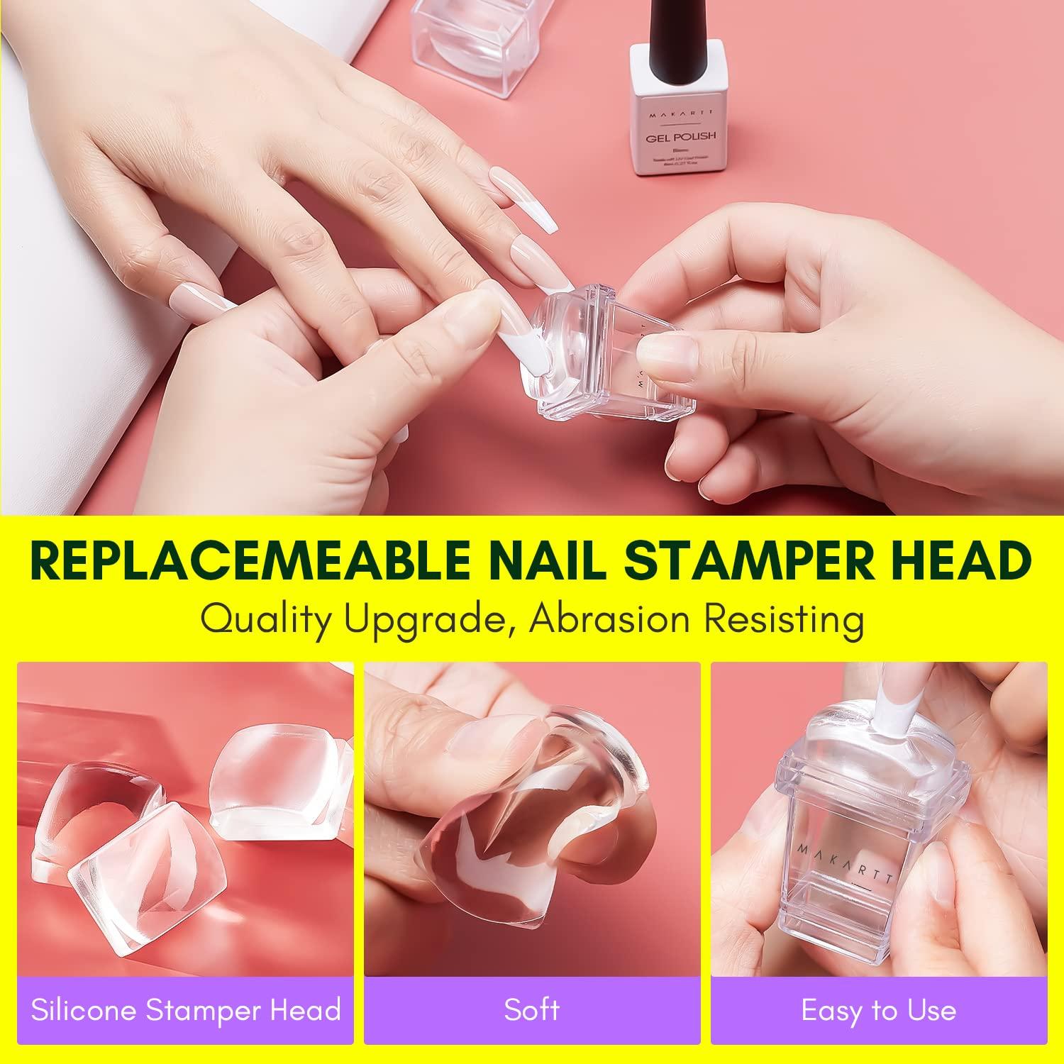 Kit de Estampado de Uñas Francés Makartt 12 PCS con Pegatinas