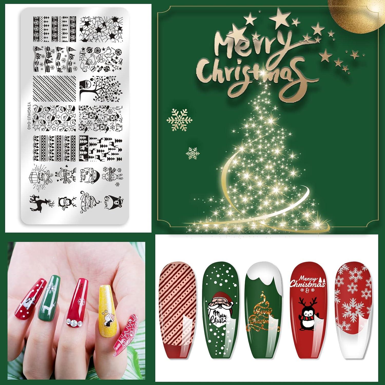 Kit de Estampado de Uñas Biutee Navidad 15 Placas y Stamper