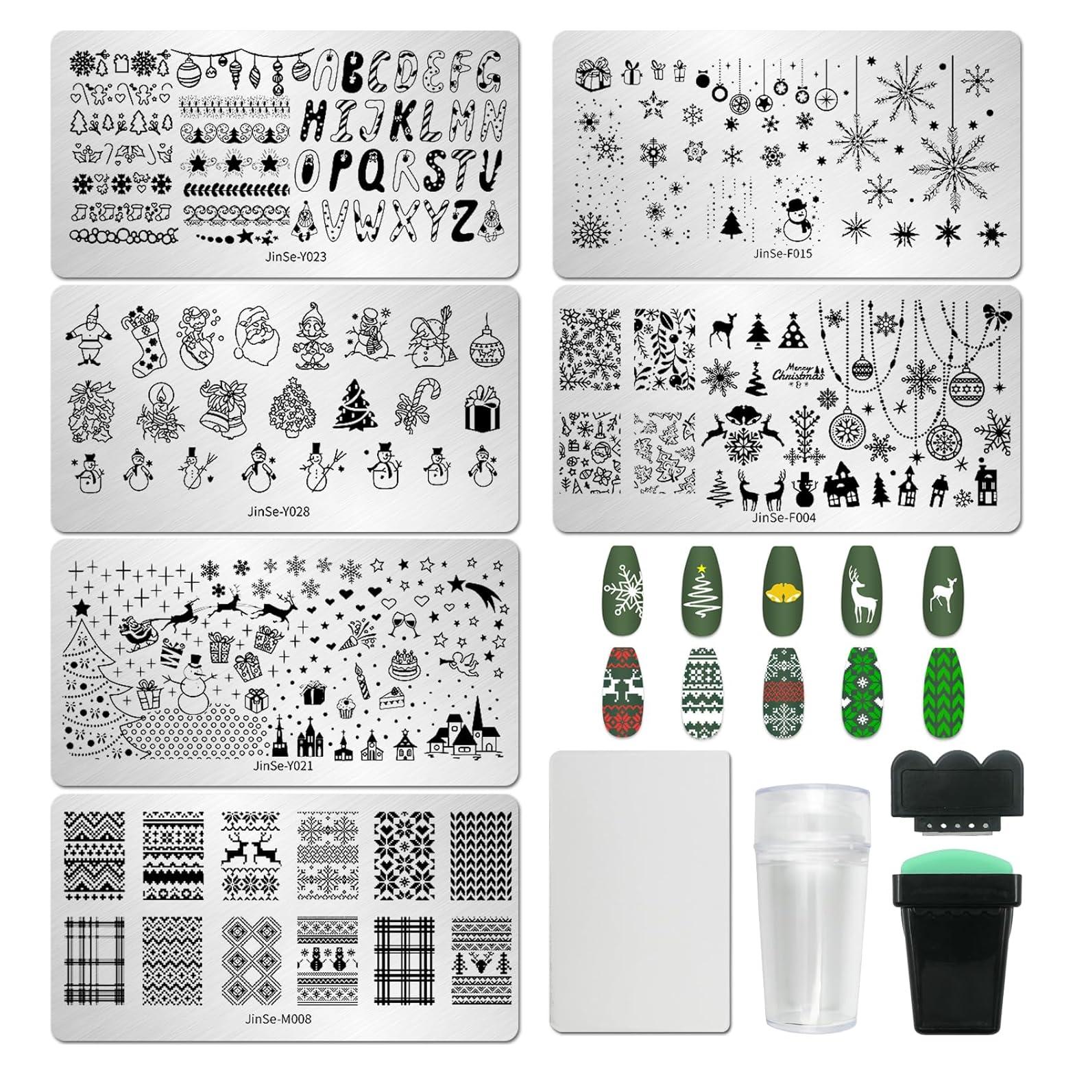 Kit de Estampado de Uñas AddFavor 6 Piezas Navidad