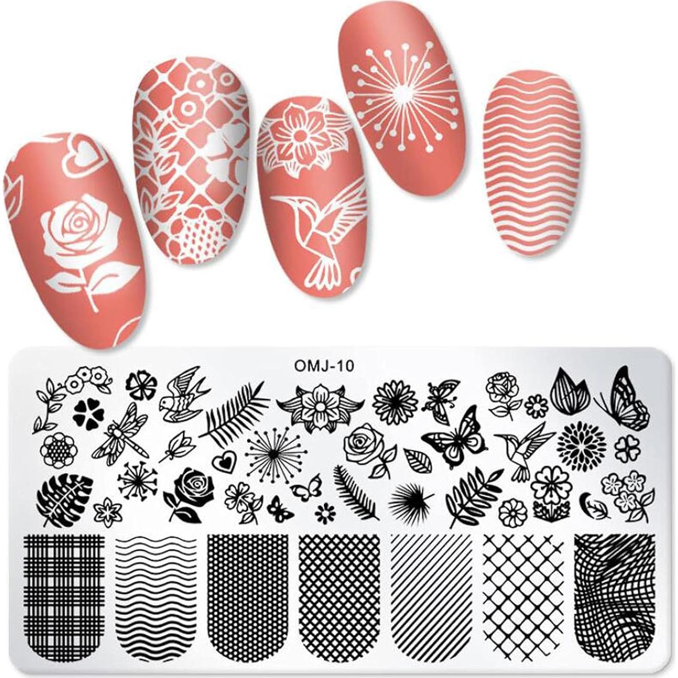 Kit de Estampado de Uñas Bellelfin - 3 Placas y Estampador