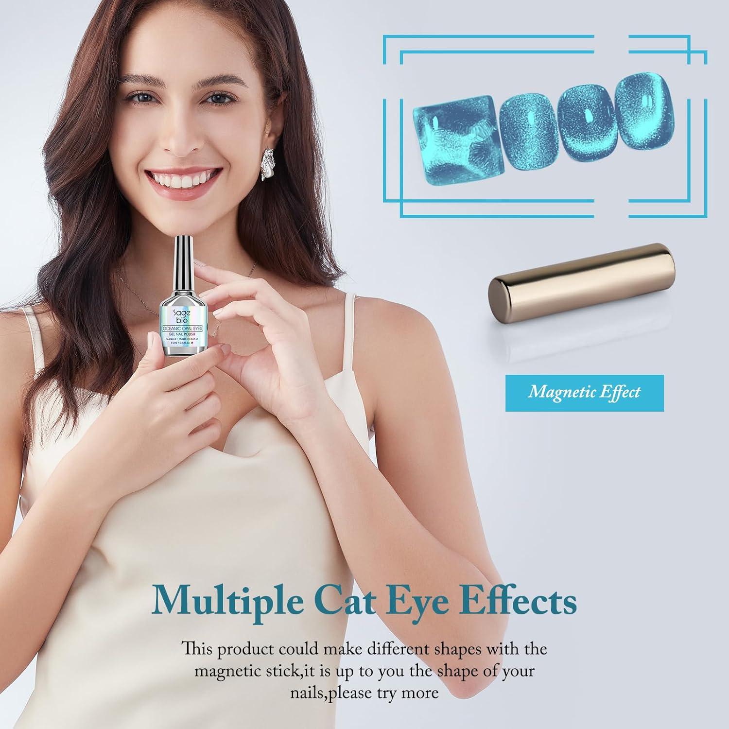 Esmalte de Uñas Gel Ojo de Gato SAGEBIO 15ml Efecto Magnético