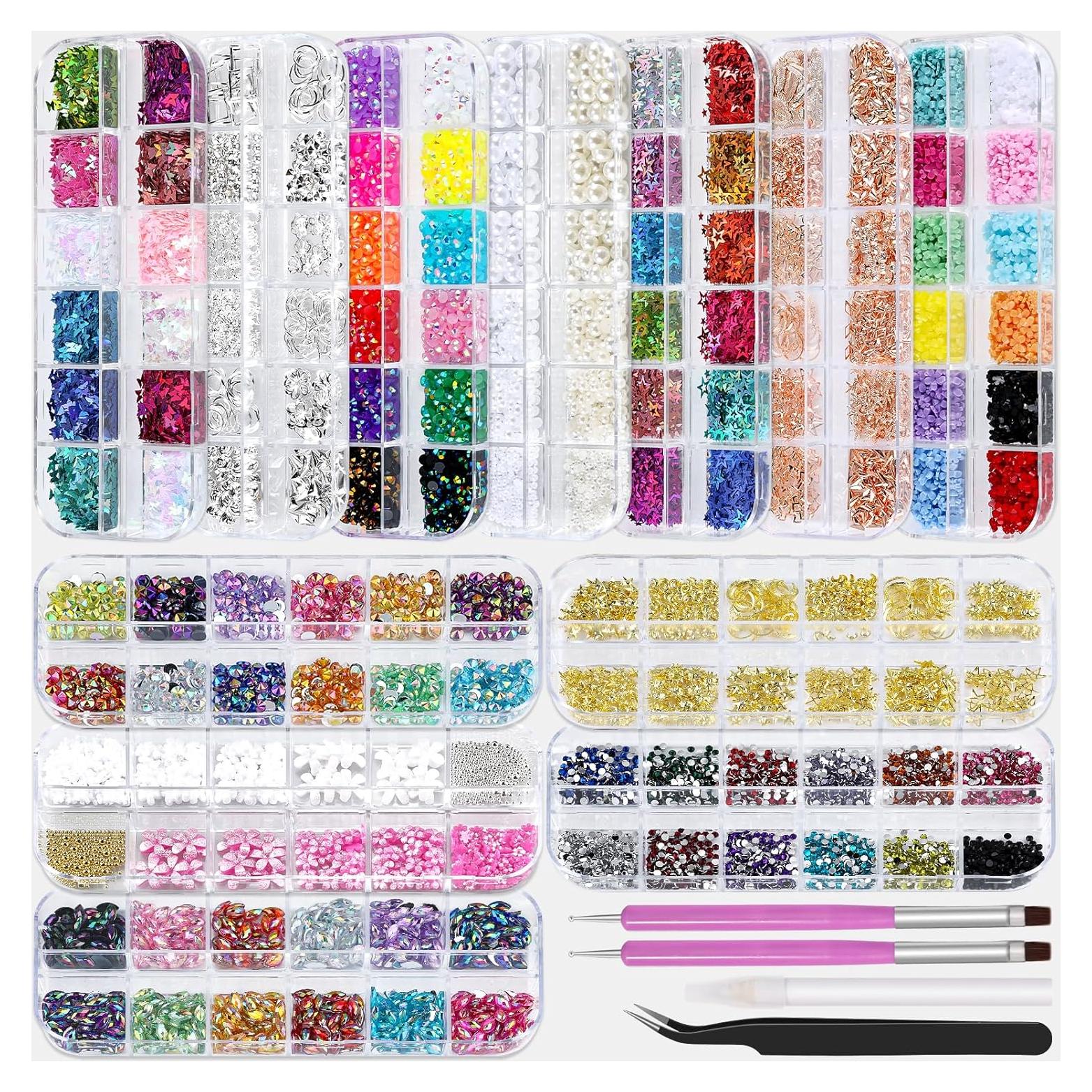 Kit de Arte de Uñas Kikonoke - 12 Cajas con Gemas y Herramientas