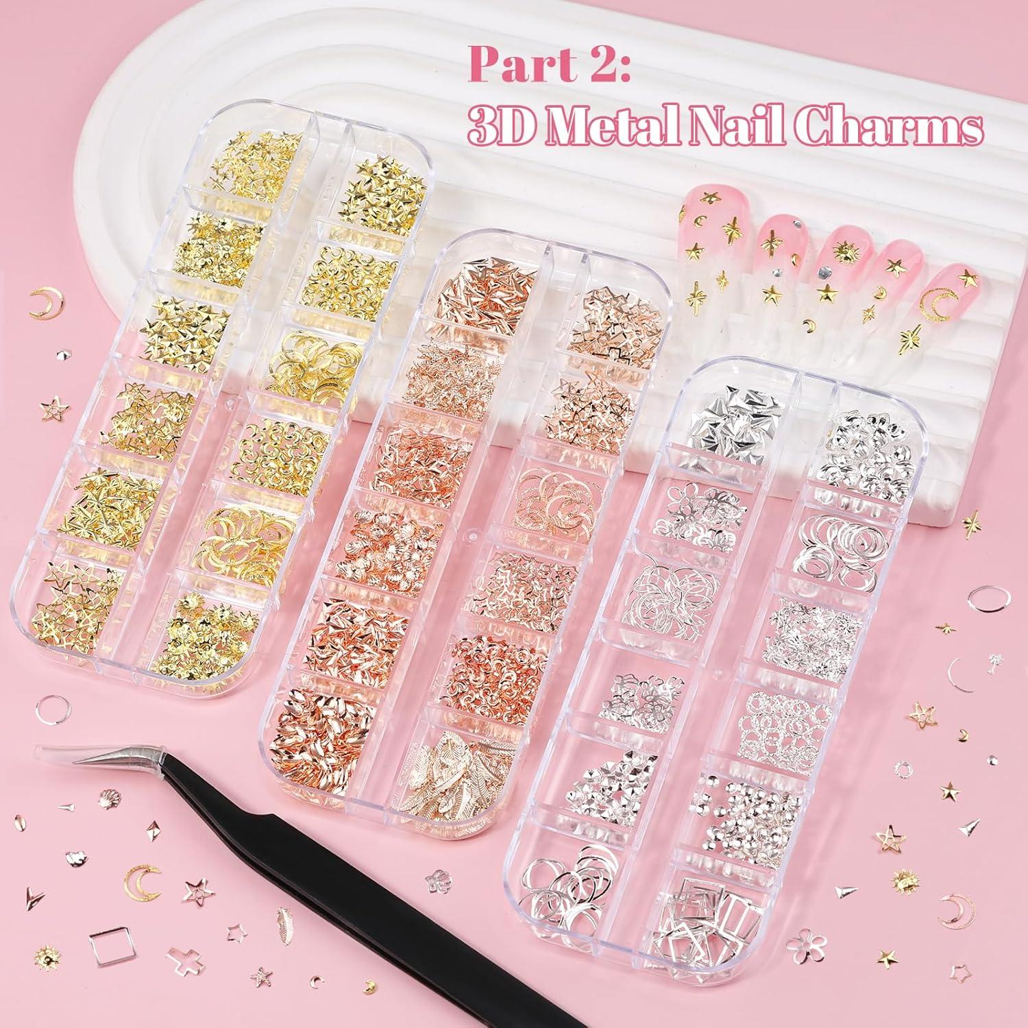 Kit de Arte de Uñas Kikonoke - 12 Cajas con Gemas y Herramientas