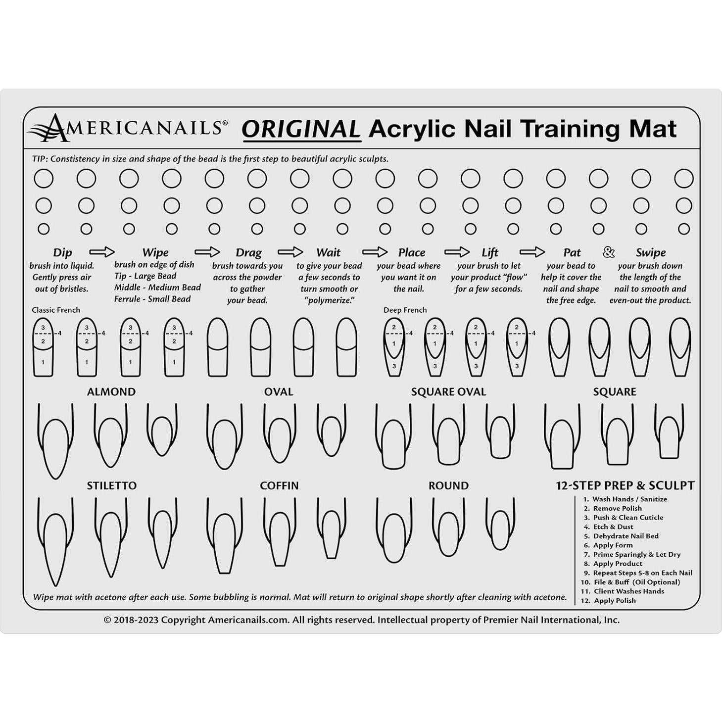 Alfombrilla de Entrenamiento Americanails para Uñas Acrílicas 35.88x27.53cm