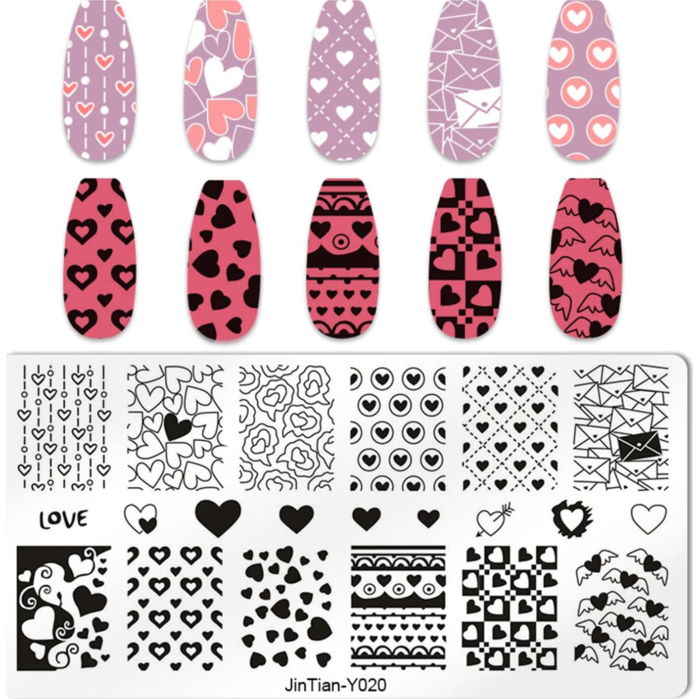 Kit de Estampado de Uñas DANNEASY 6 Piezas Corazón 12x6cm