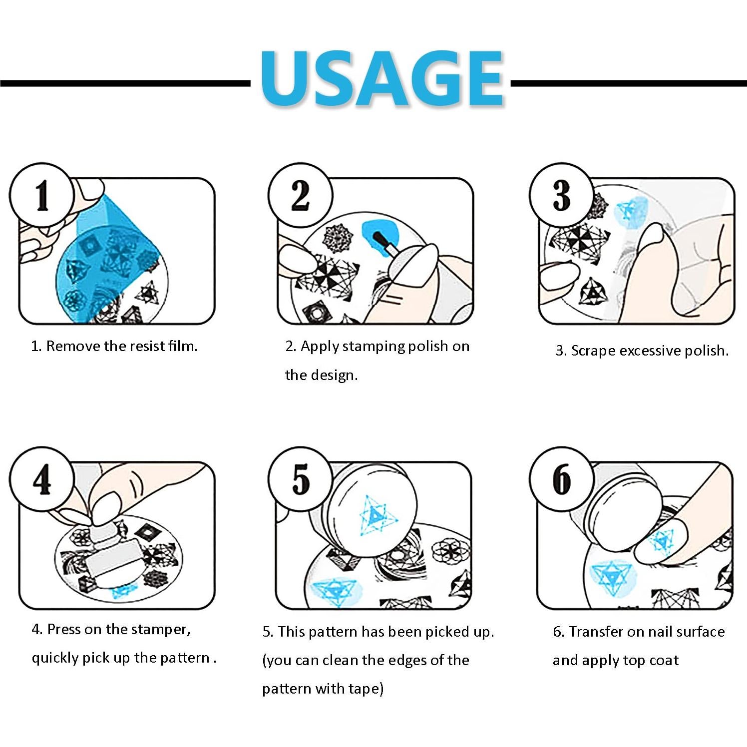 Kit de Estampado de Uñas DANNEASY 6 Piezas Corazón 12x6cm