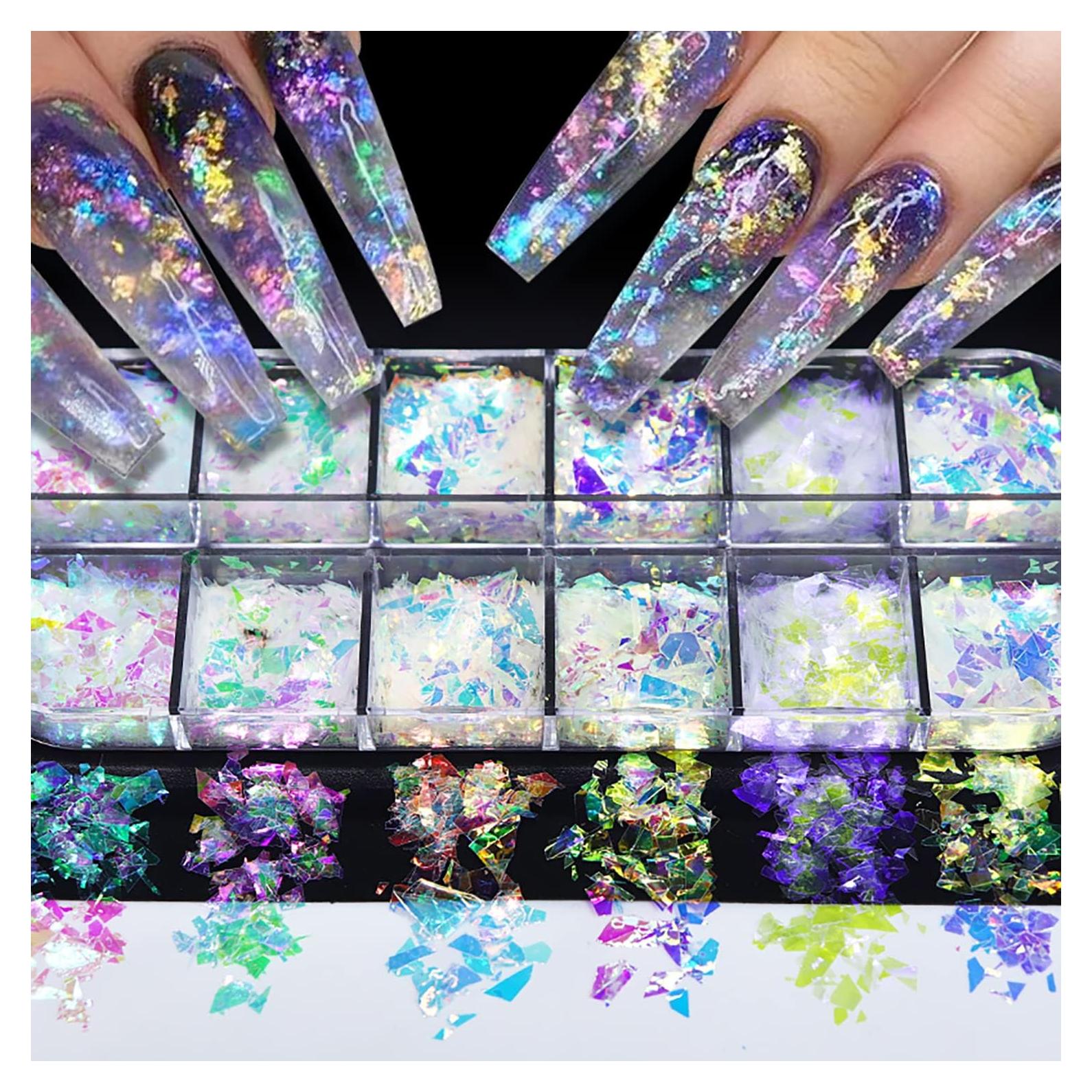 12 Lentejuelas Holográficas para Uñas BMKKOT - Arte de Uñas