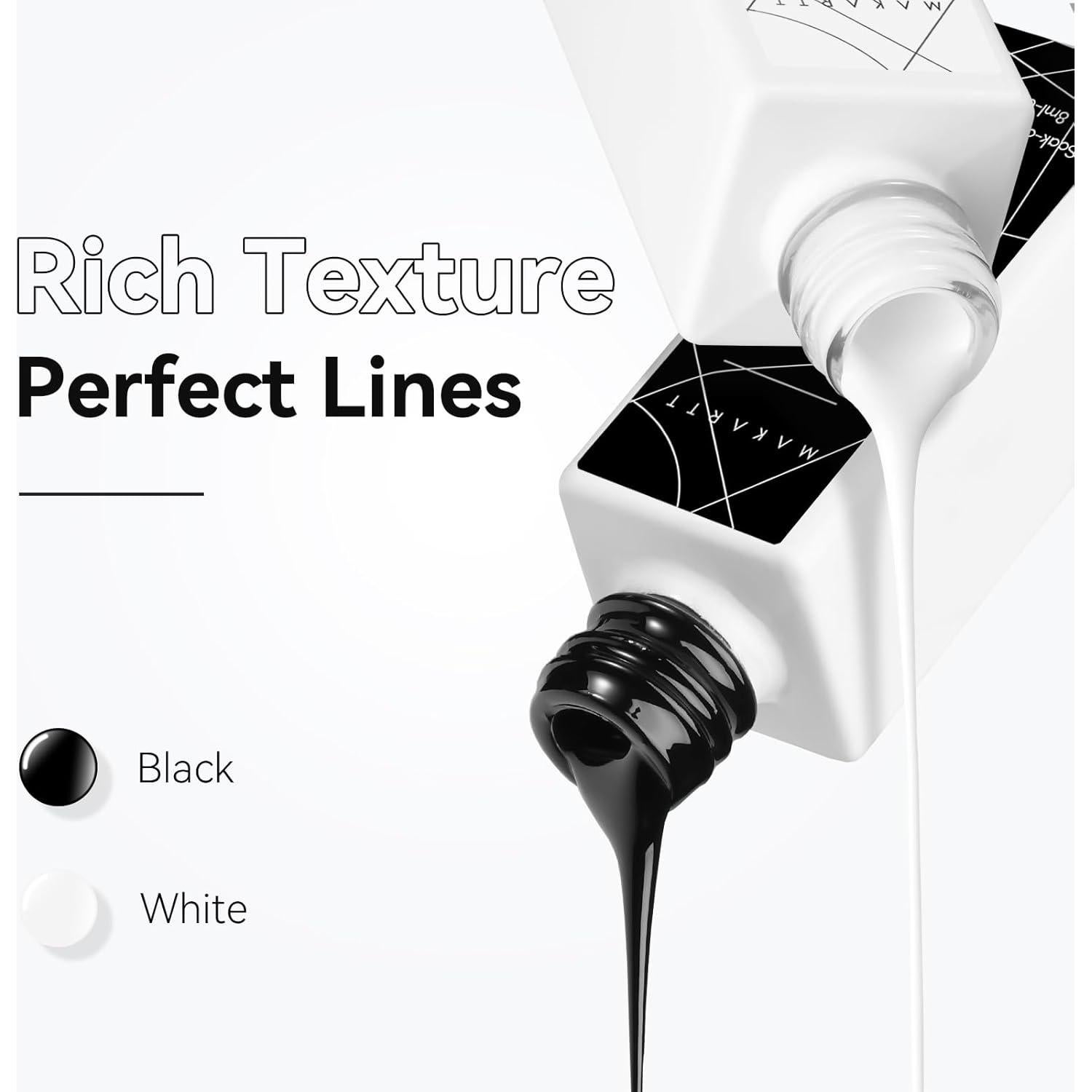 Conjunto de Esmalte de Uñas Gel Makartt 8ml Negro y Blanco