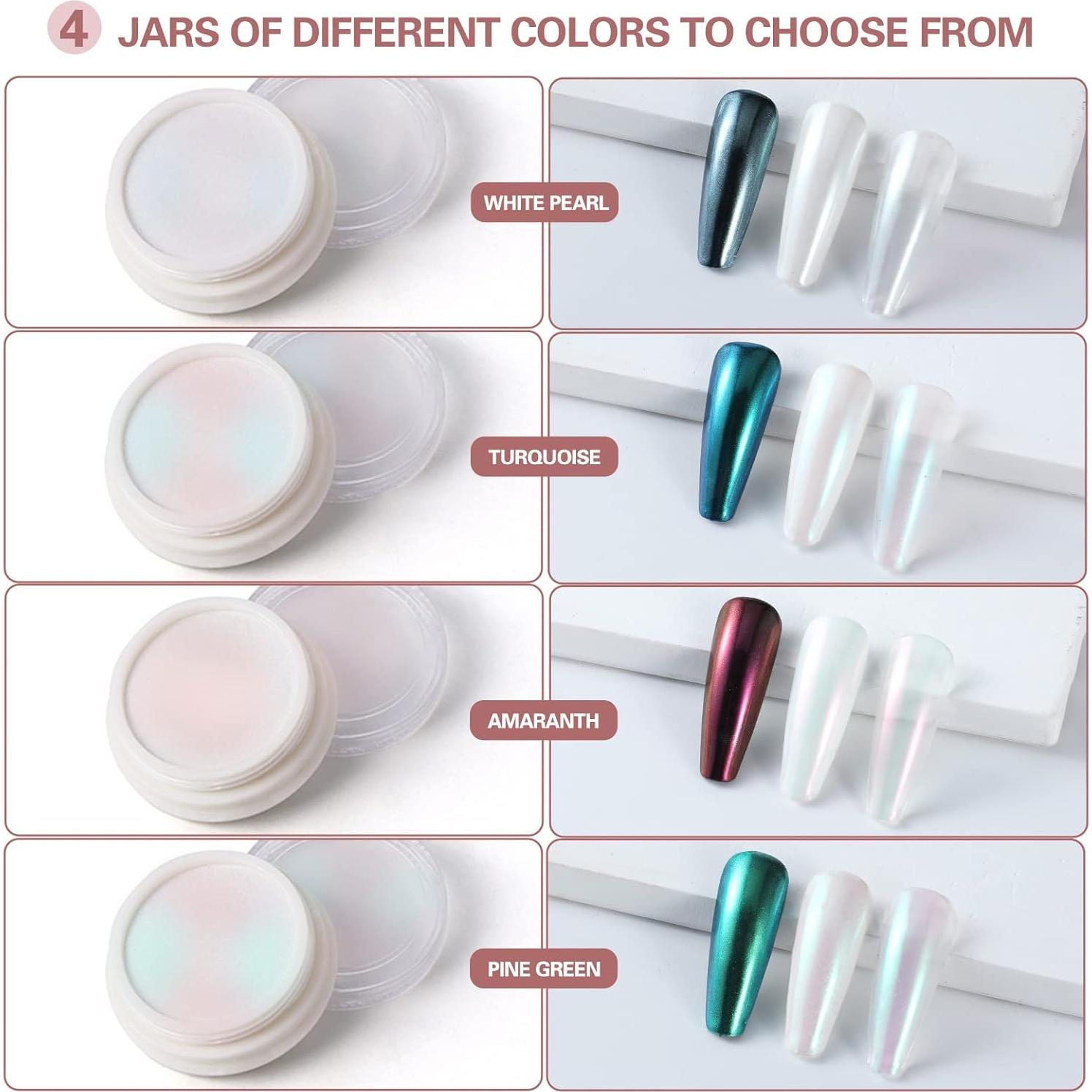 Kit de Polvo de Uñas Chrome Artdone 4 Piezas Efecto Espejo