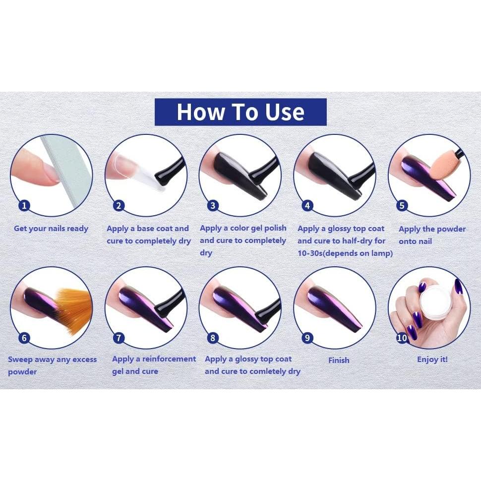 Kit de Polvo de Uñas Chrome Artdone 4 Piezas Efecto Espejo