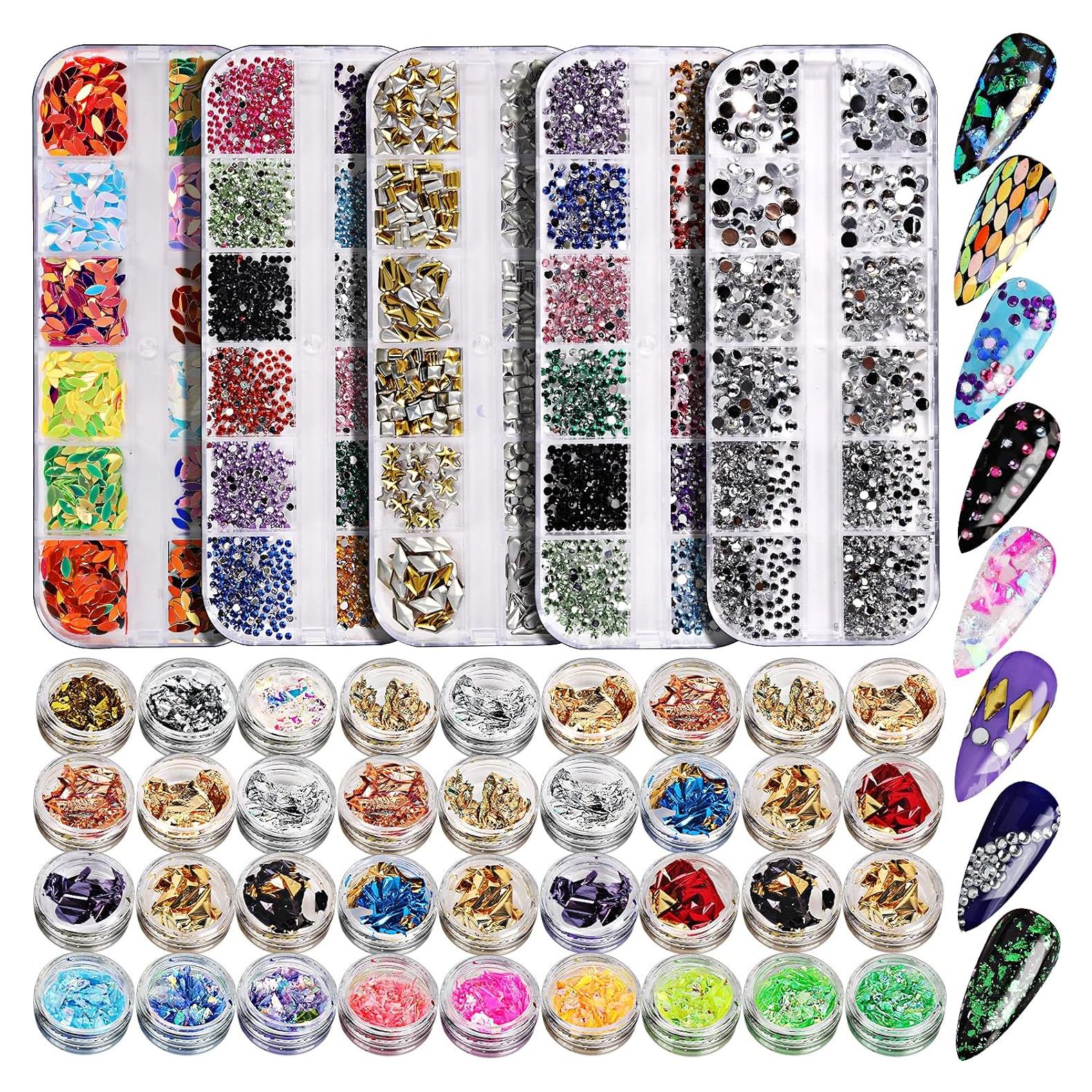 Kit de Piedras Preciosas para Uñas Teenitor - 41 Cajas Variadas