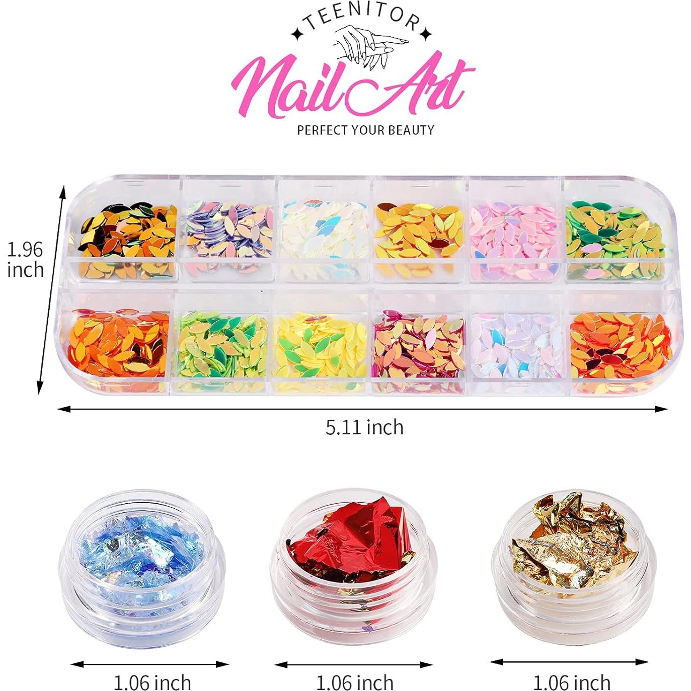 Kit de Piedras Preciosas para Uñas Teenitor - 41 Cajas Variadas