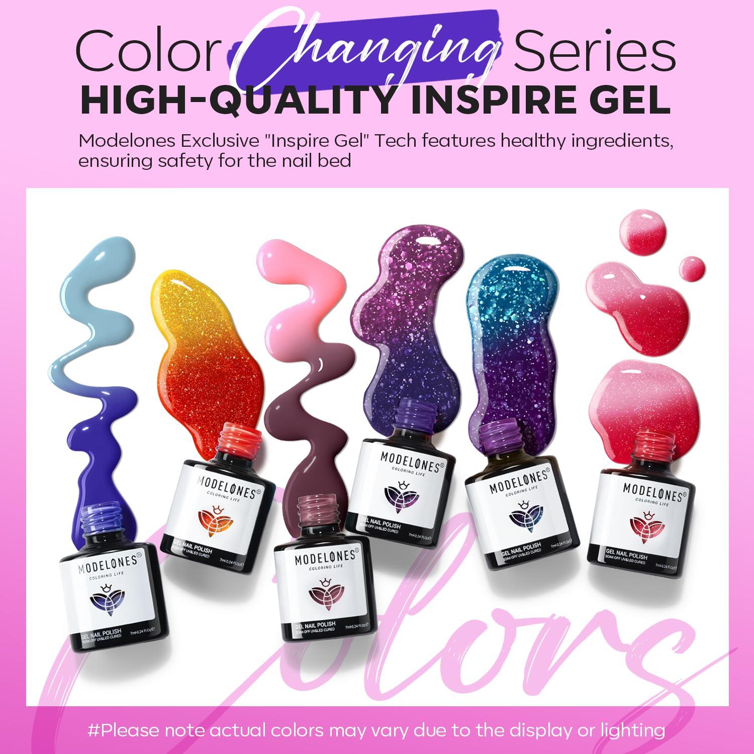 Set de Esmalte de Uñas de Gel Modelones 6 Colores Cambio de Color