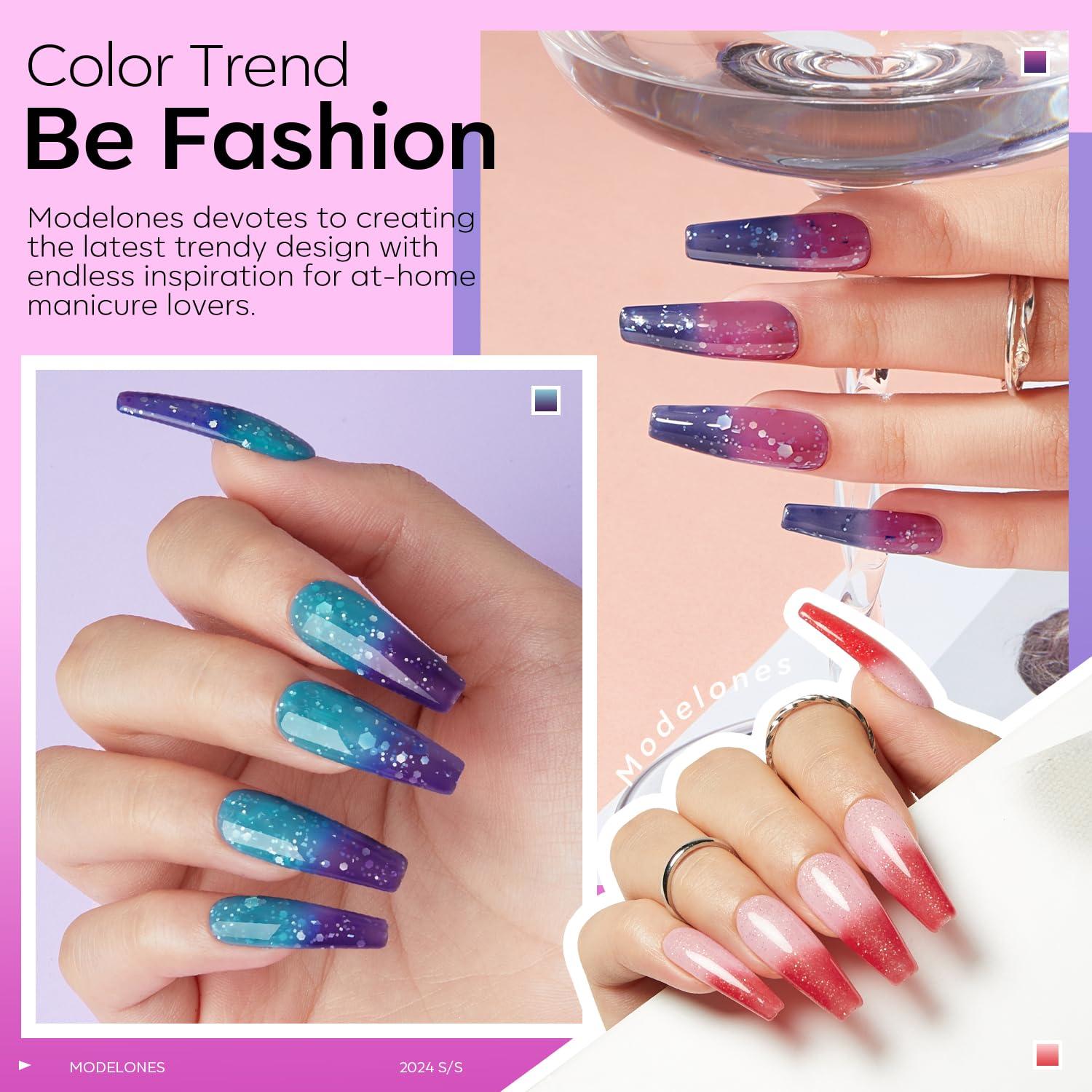 Set de Esmalte de Uñas de Gel Modelones 6 Colores Cambio de Color