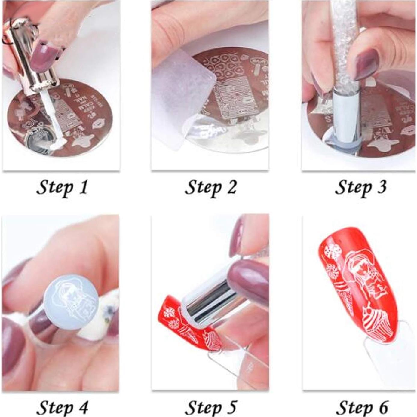 Kit de Sello de Manicura Pissente - 4 Placas y Bolígrafos