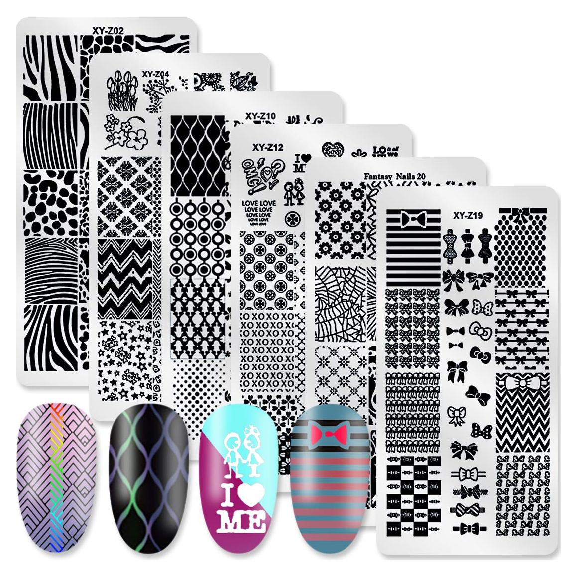 Kit de Estampado de Uñas DANNEASY 6 Piezas Geométrico