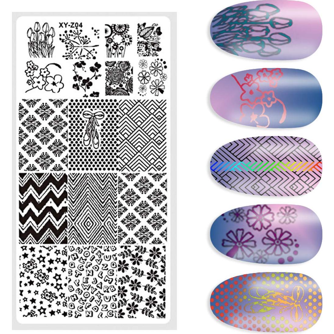 Kit de Estampado de Uñas DANNEASY 6 Piezas Geométrico