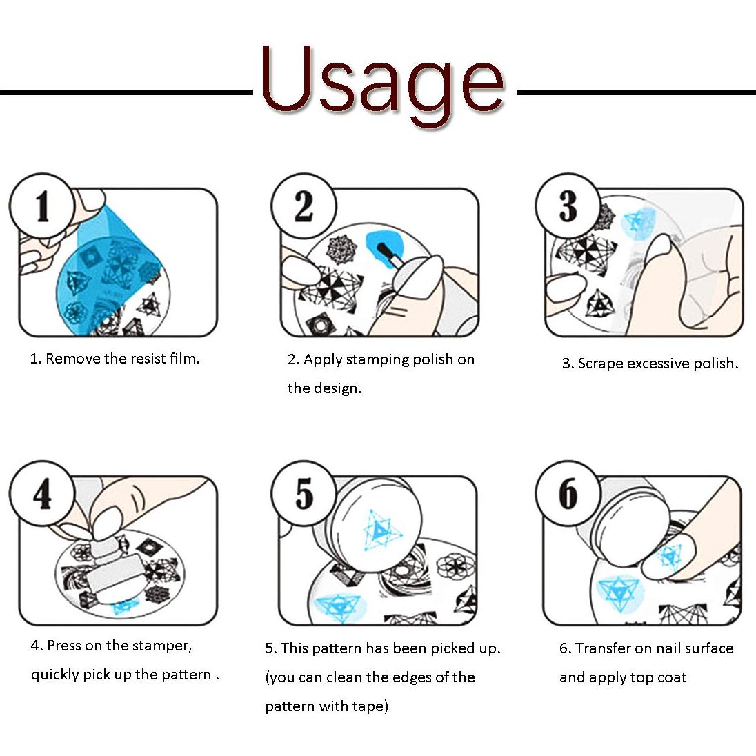 Kit de Estampado de Uñas DANNEASY 6 Piezas Geométrico