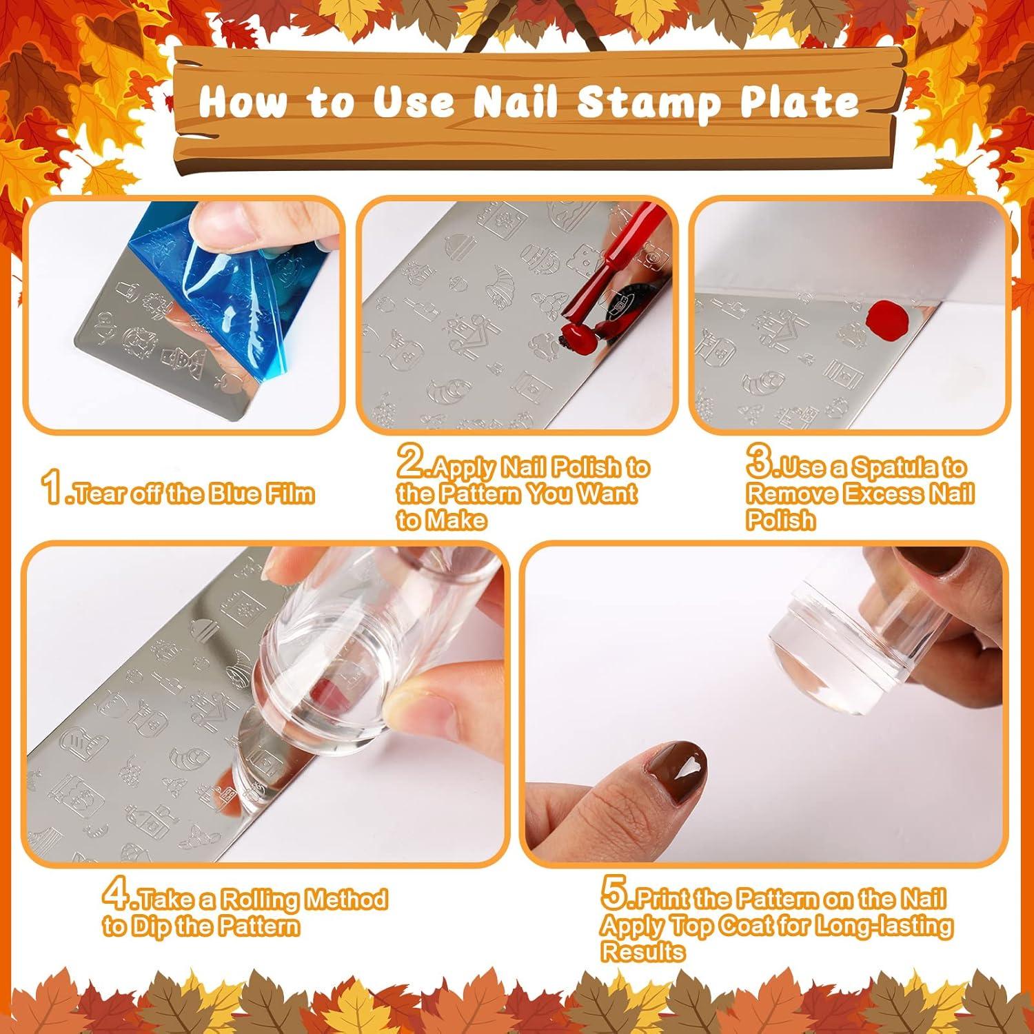 Kit de Estampado de Uñas JUNEBRUSHS Otoño 10 Piezas