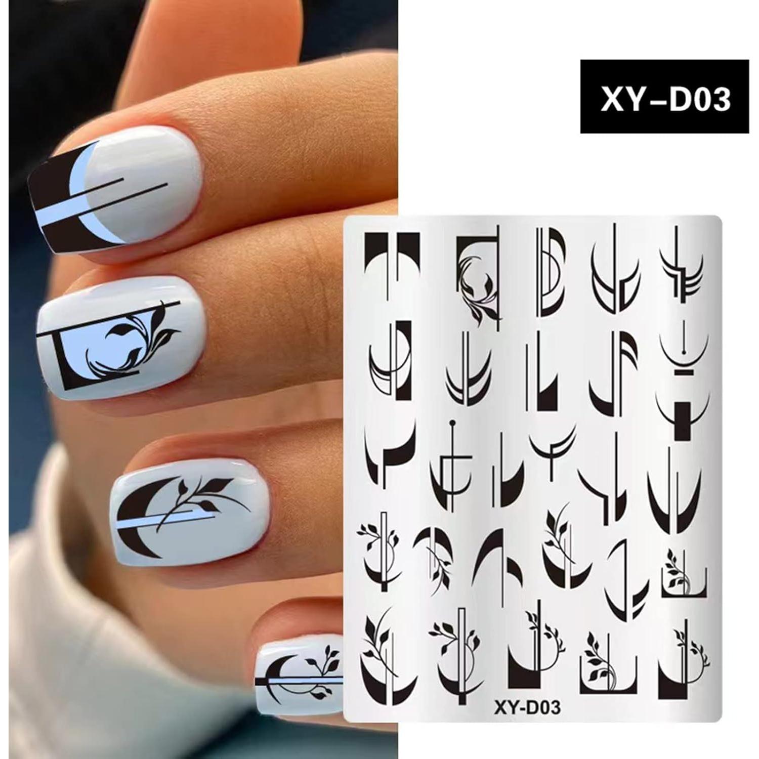 Juego de Placas de Estampado de Uñas LOOVI 3 Piezas Acero Inoxidable