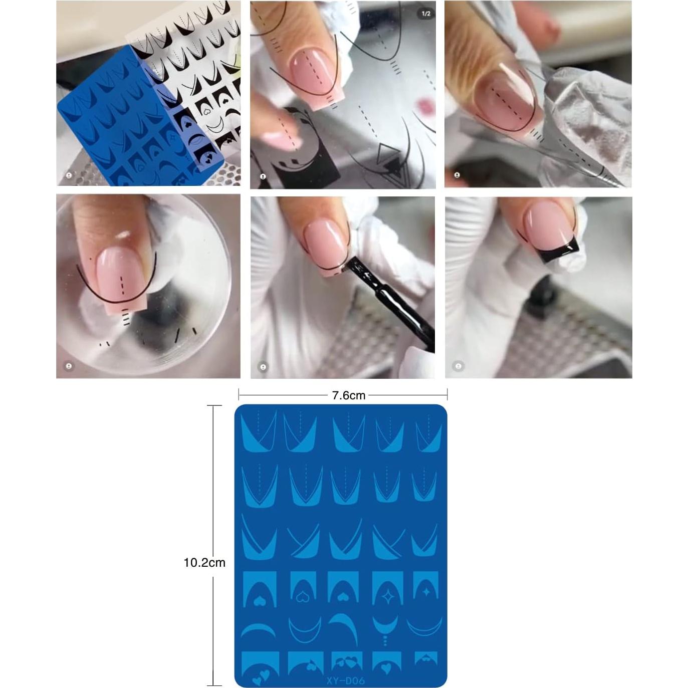 Juego de Placas de Estampado de Uñas LOOVI 3 Piezas Acero Inoxidable