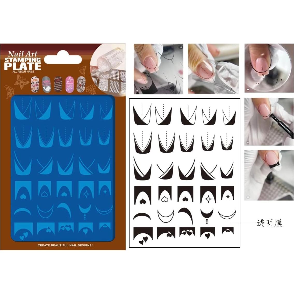 Juego de Placas de Estampado de Uñas LOOVI 3 Piezas Acero Inoxidable