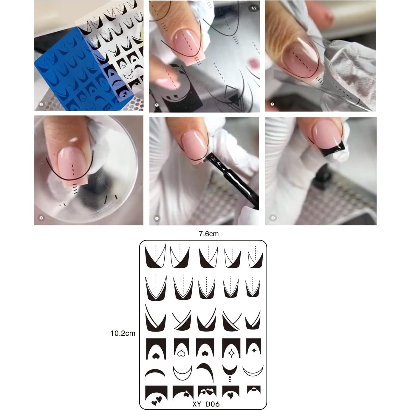 Juego de Placas de Estampado de Uñas LOOVI 3 Piezas Acero Inoxidable