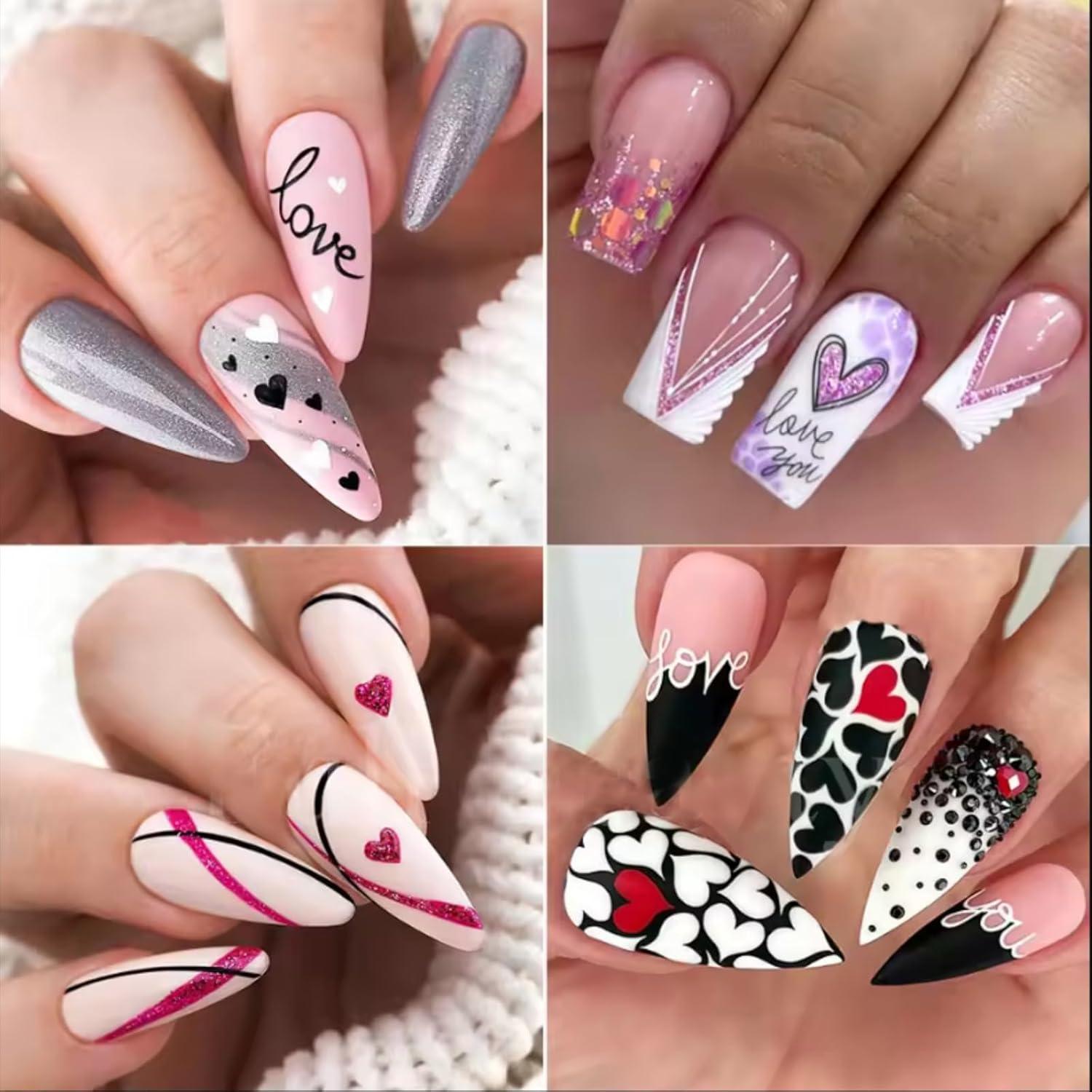 6 Plantillas de Estampado de Uñas San Valentín GCSQW 4x12cm