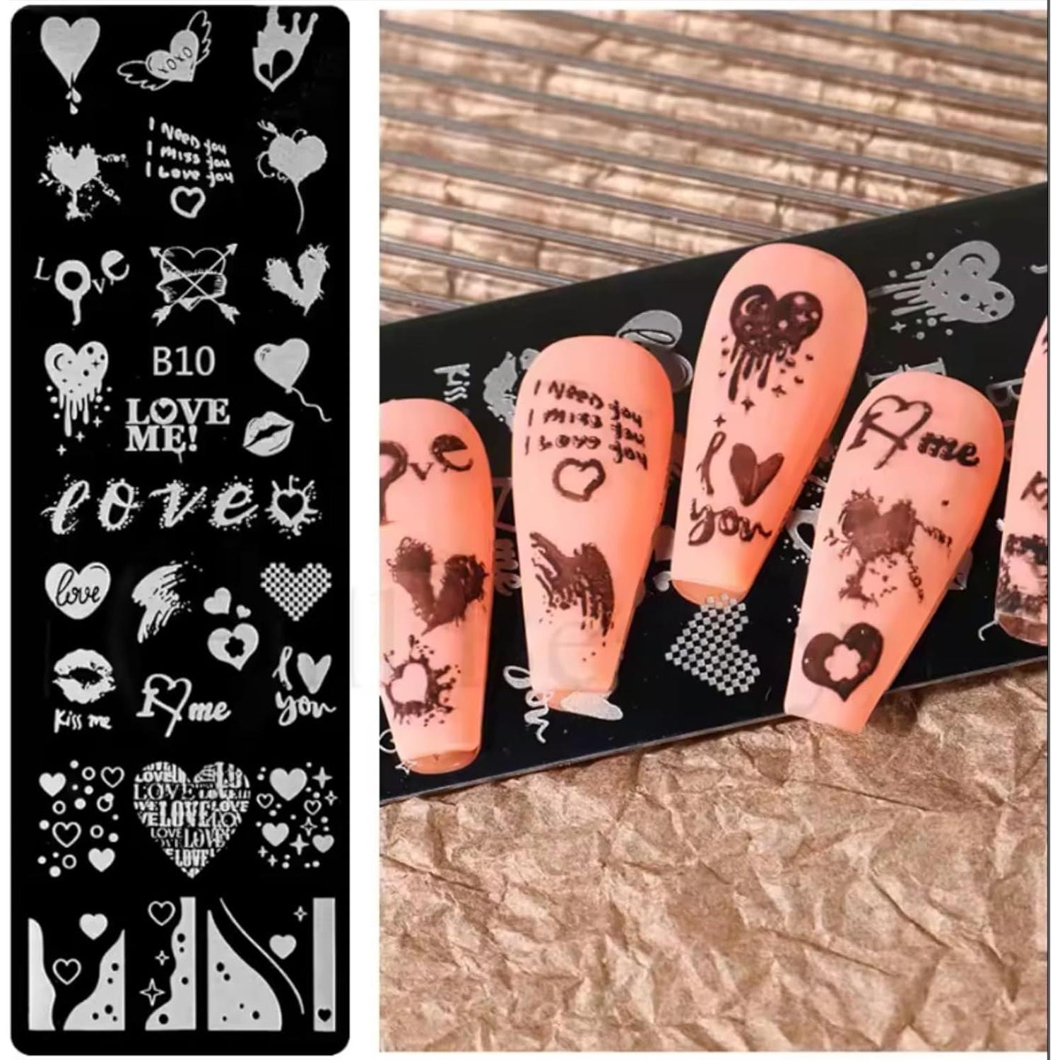 6 Plantillas de Estampado de Uñas San Valentín GCSQW 4x12cm