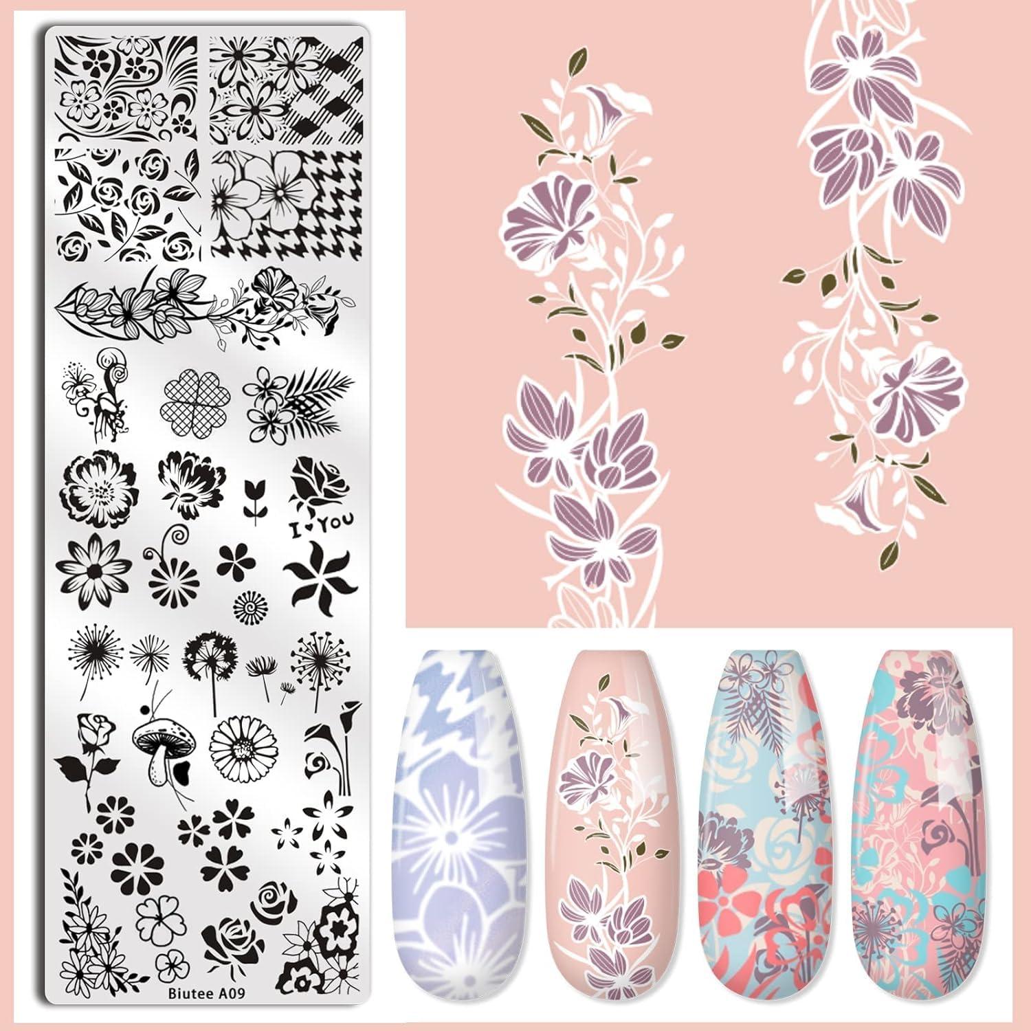 Kit de Estampado de Uñas Biutee 21PCS con 8 Esmaltes 8ml