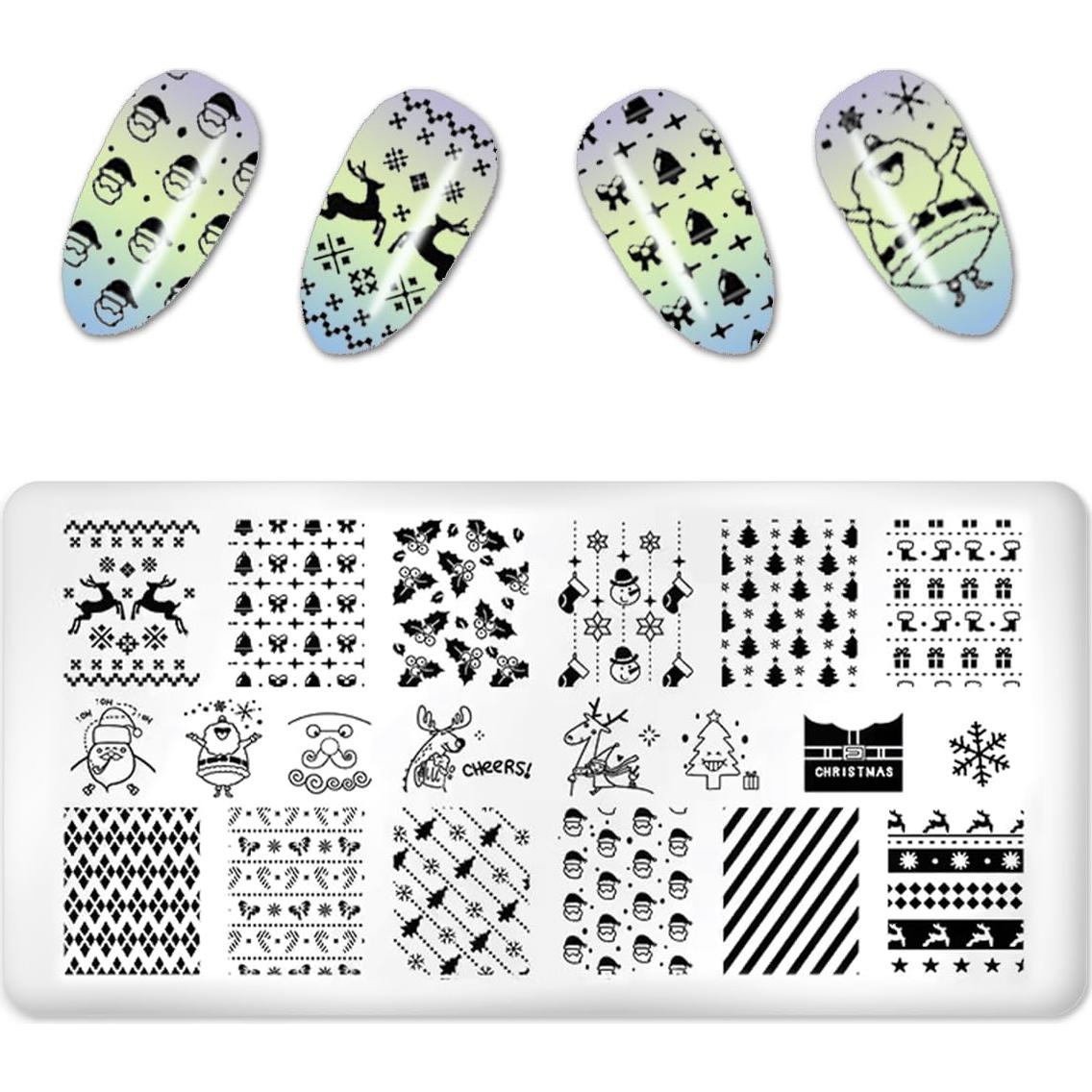 Kit de Estampado de Uñas 6 Piezas FaCai - Acero Inoxidable
