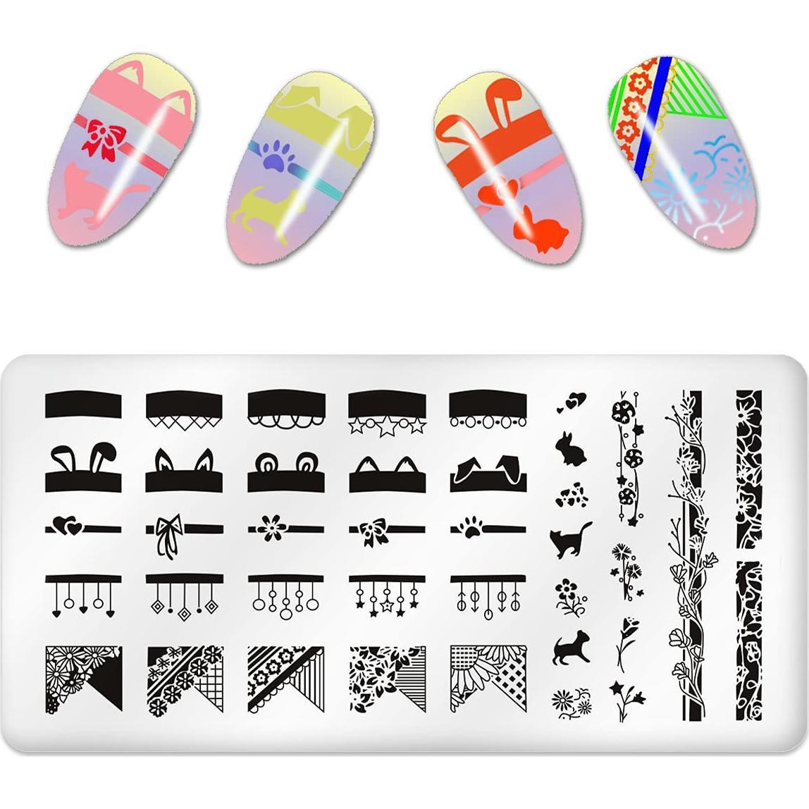 Kit de Estampado de Uñas 6 Piezas FaCai - Acero Inoxidable