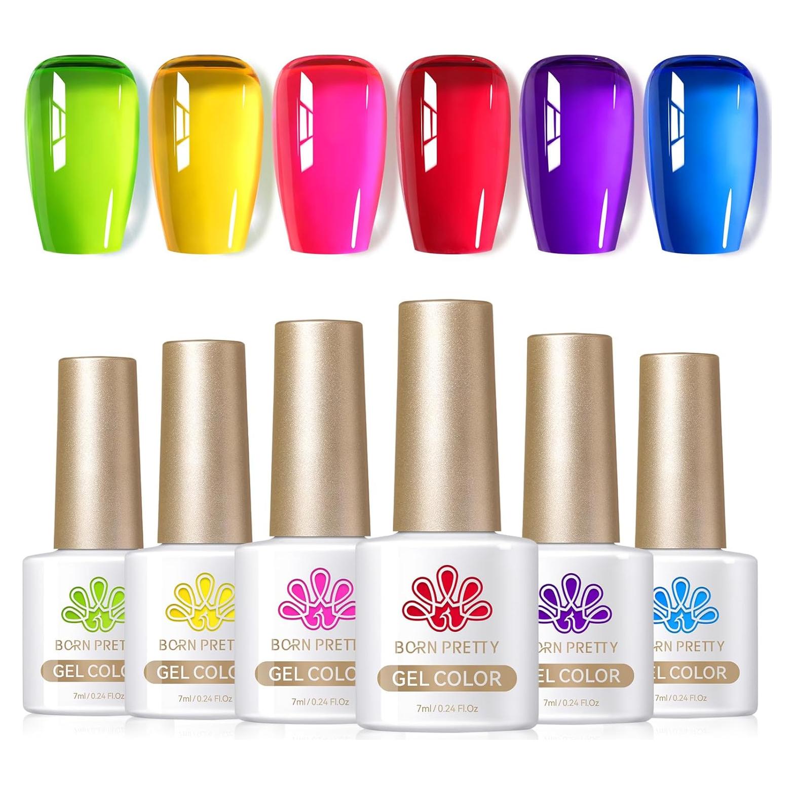 Esmalte de Uñas Jelly Neón Born Pretty 6 Colores 7ml
