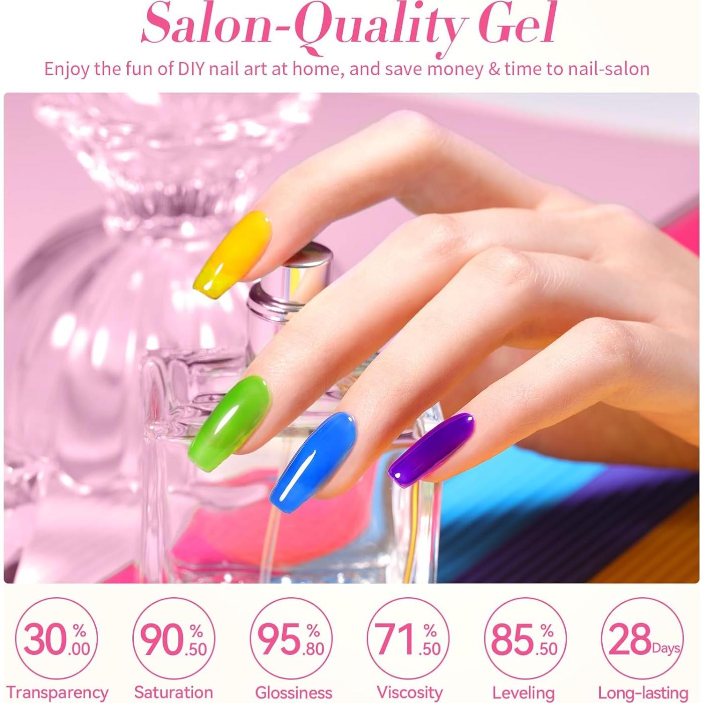 Esmalte de Uñas Jelly Neón Born Pretty 6 Colores 7ml