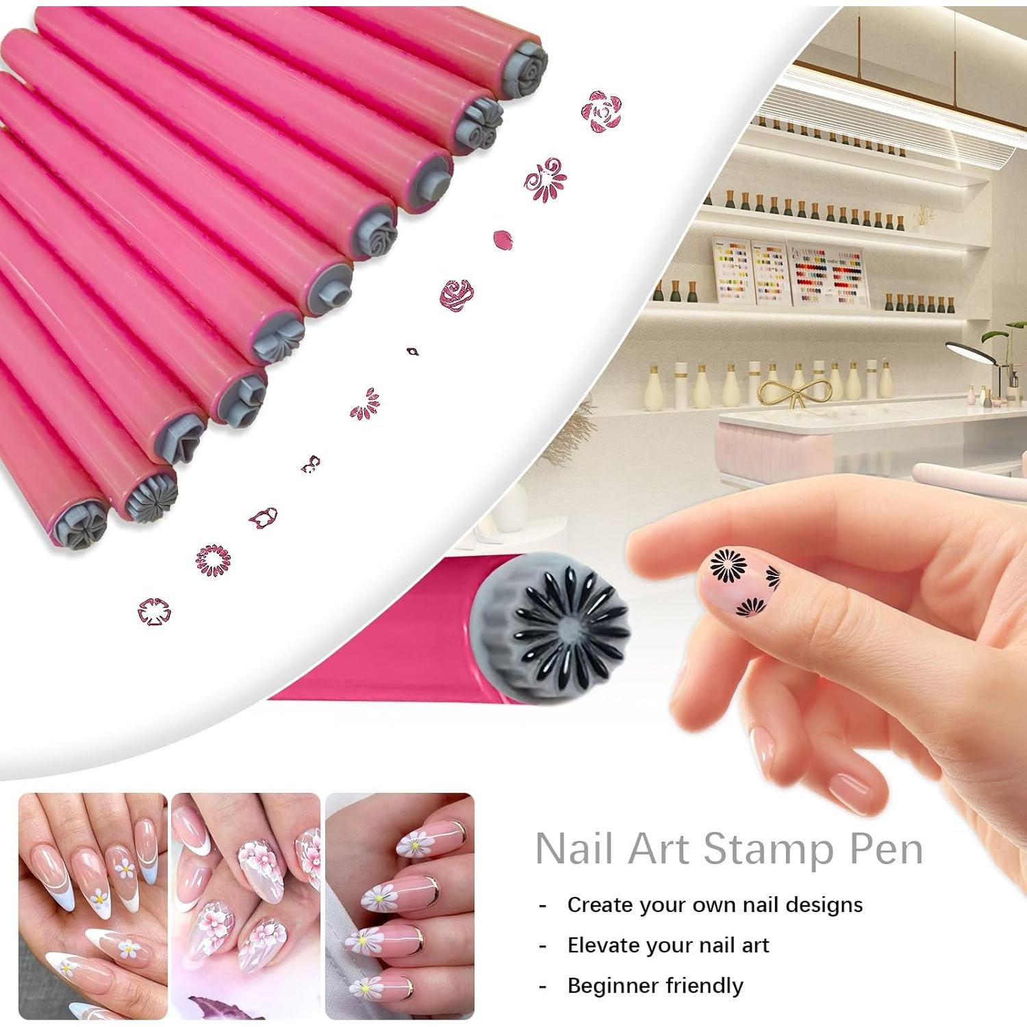 Kit 10 Bolígrafos Estampado Uñas HYLMMDA 3 en 1 Magnético