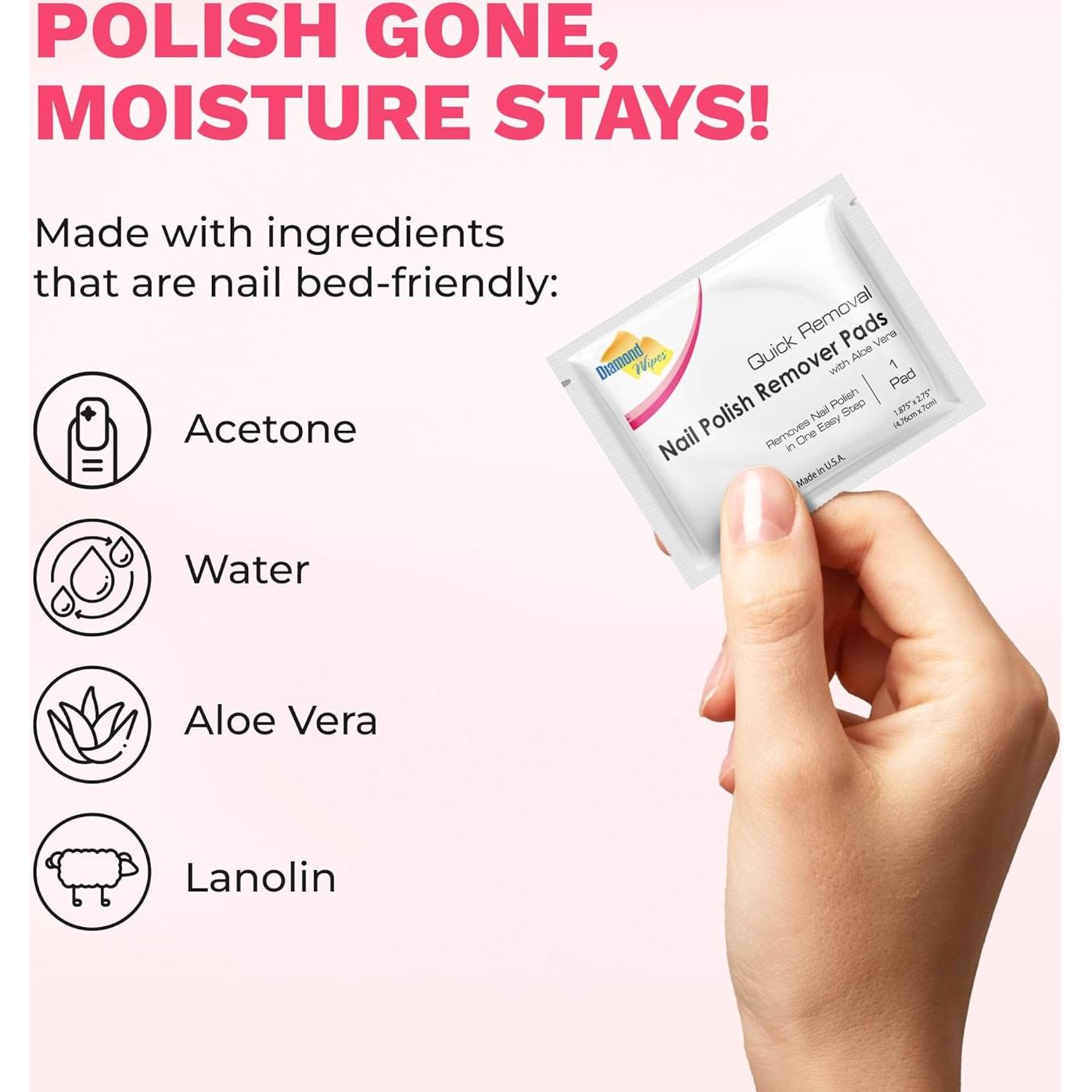 Toallitas Desmaquillantes de Esmalte Diamond Wipes 50 Unidades