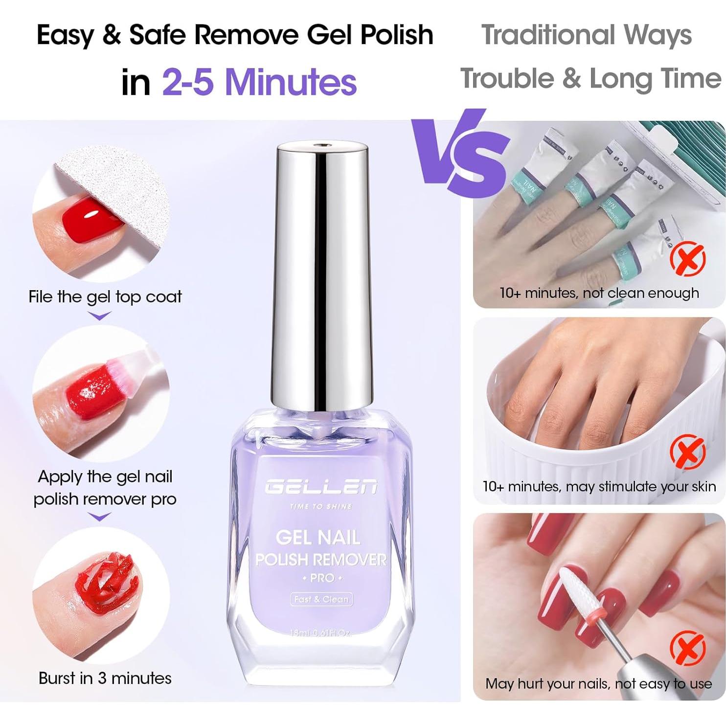 Removedor de Esmalte de Uñas en Gel Gellen 100ml Rápido