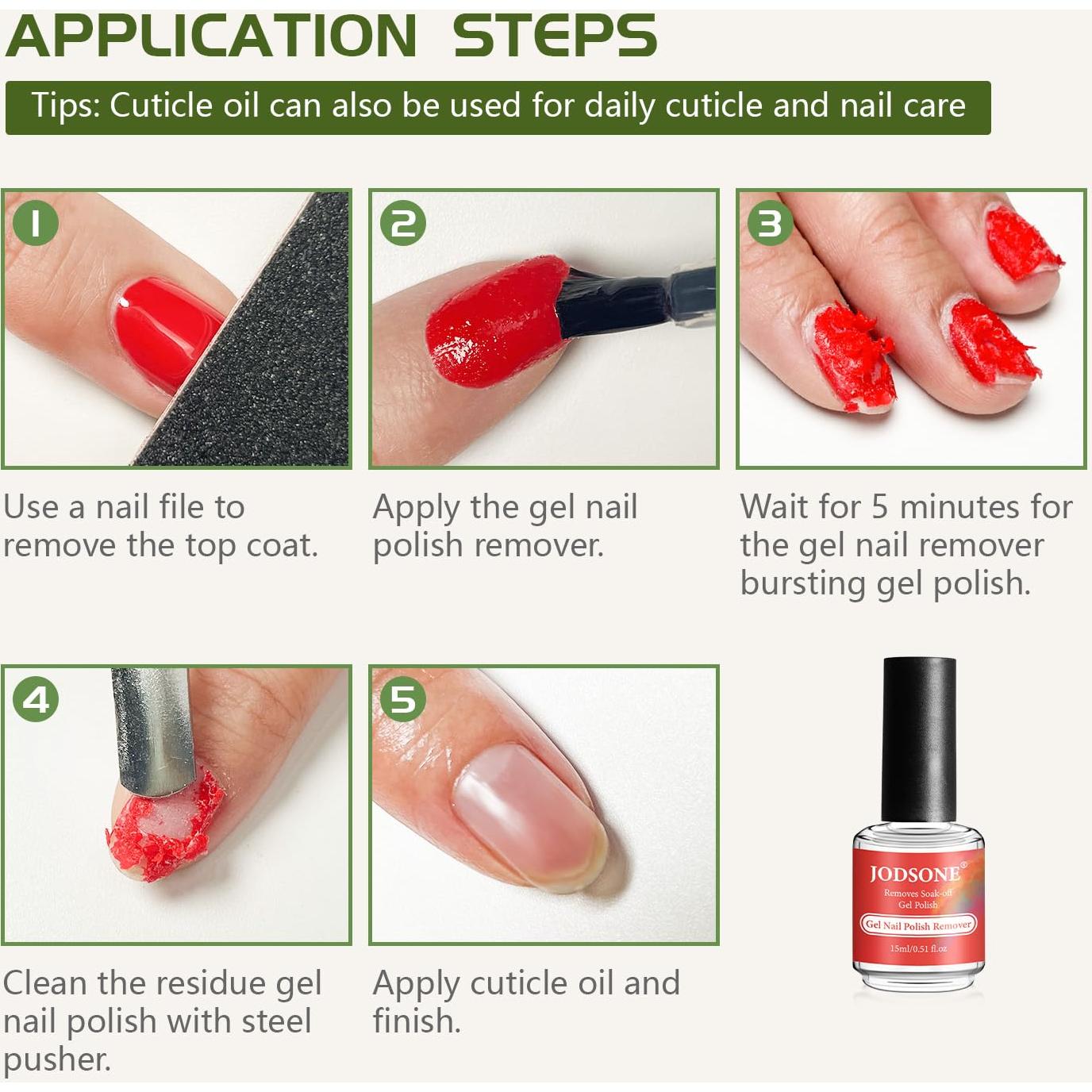 Kit Removedor de Esmalte en Gel JODSONE 15ML - Base y Top Coat