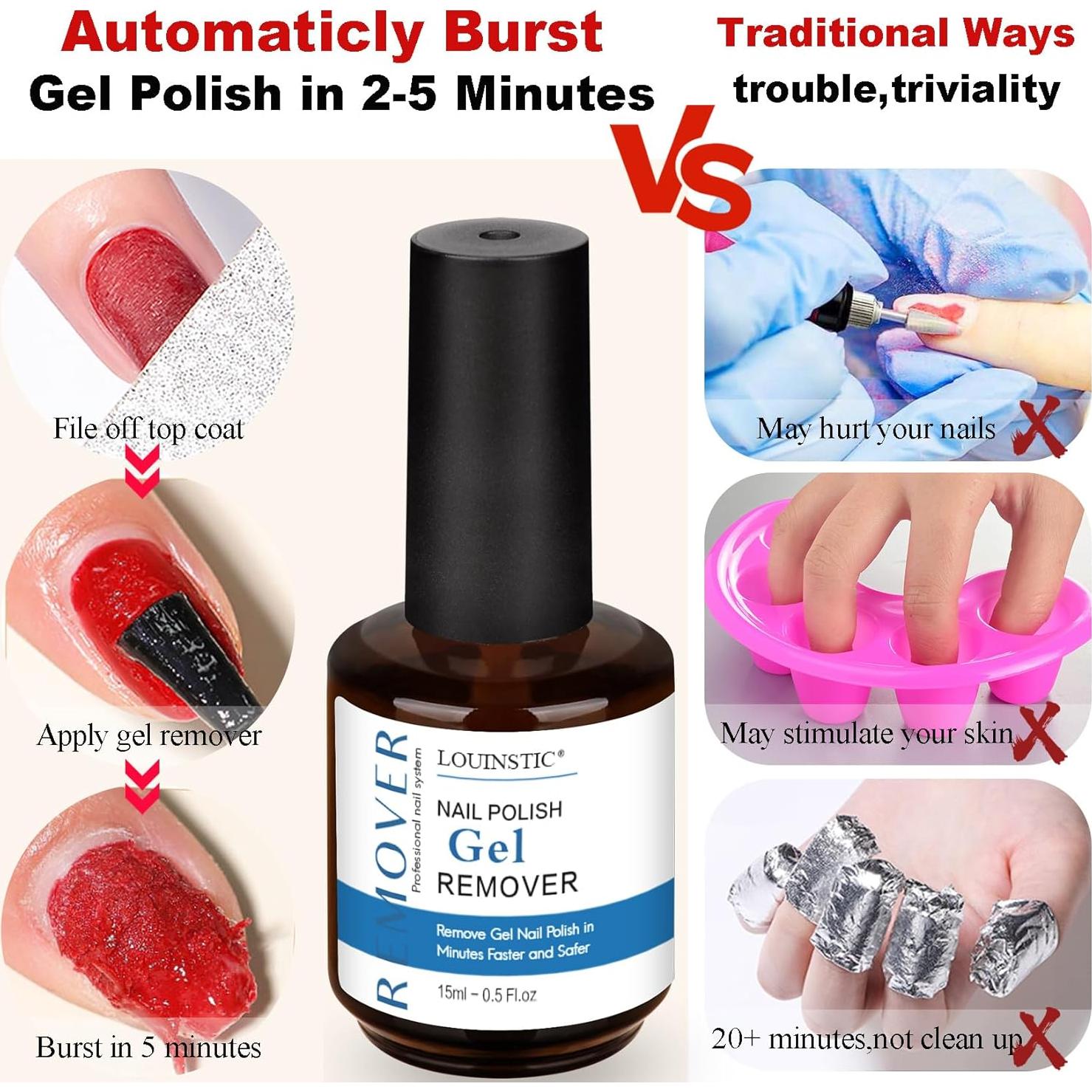 Removedor de Esmalte de Uñas en Gel LOUINSTIC 15ML - Rápido y Seguro