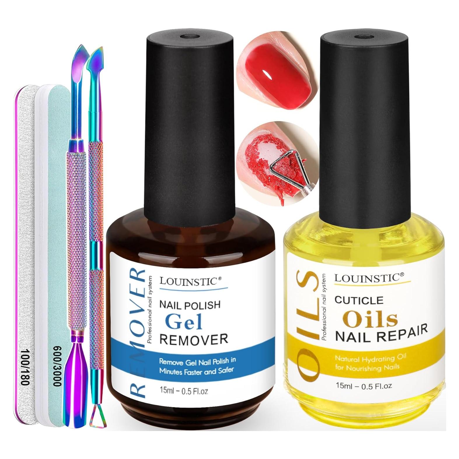 Kit Removedor de Esmalte en Gel LOUINSTIC 15ml + Aceite Cutículas