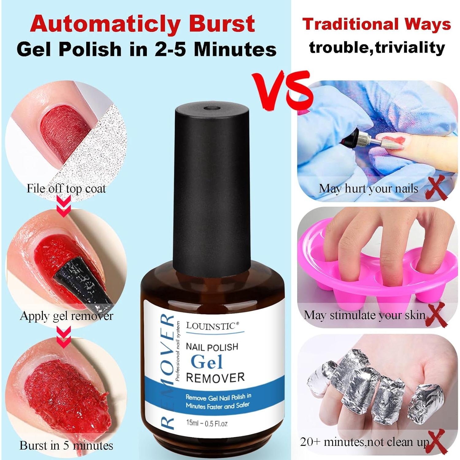 Kit Removedor de Esmalte en Gel LOUINSTIC 15ml + Aceite Cutículas