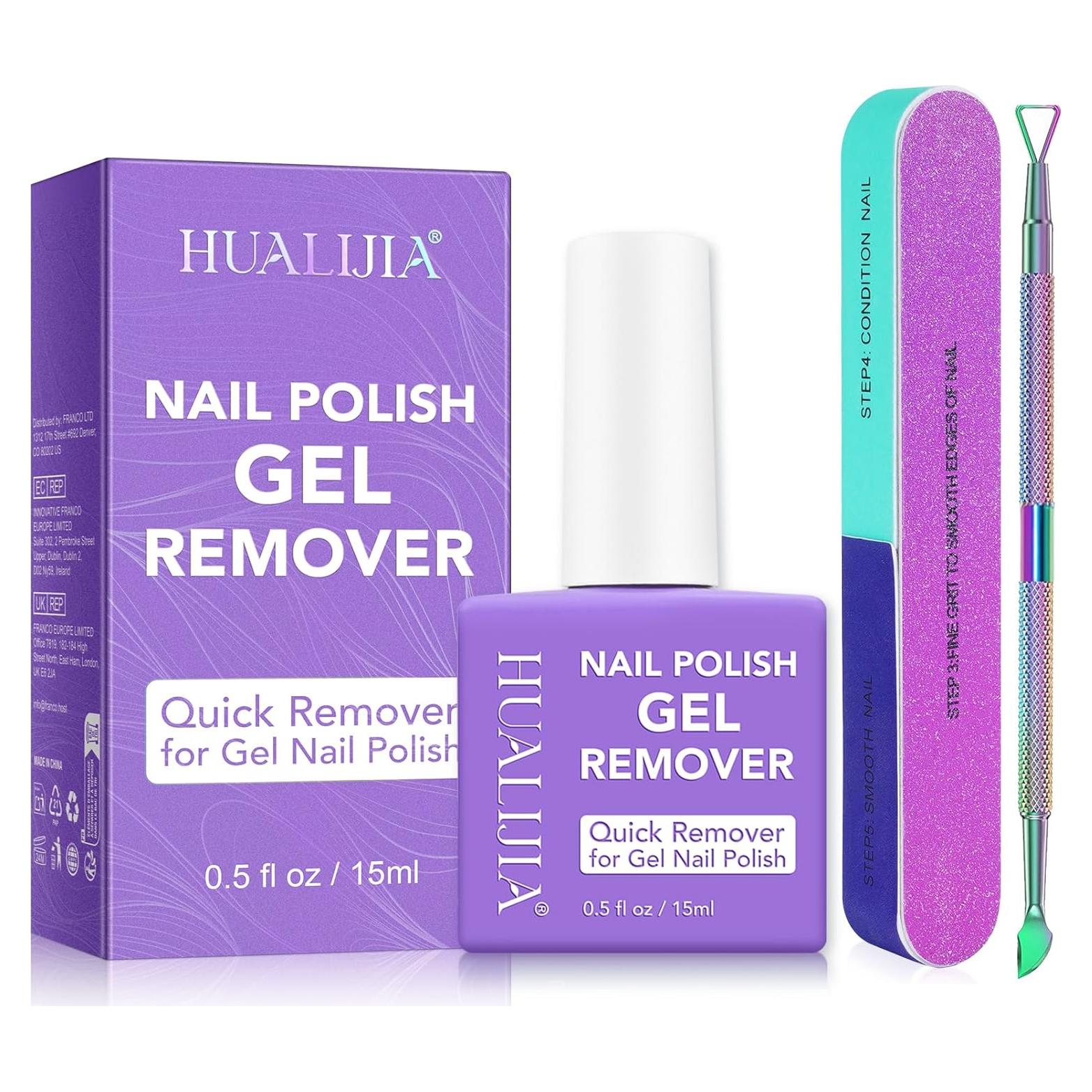 Removedor de Esmalte en Gel HUALIJIA 15ml - Rápido y Efectivo