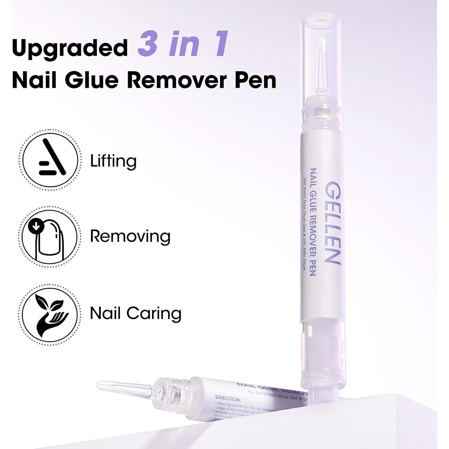 Removedor de Pegamento para Uñas Gellen 2 Pcs Sin Acetona