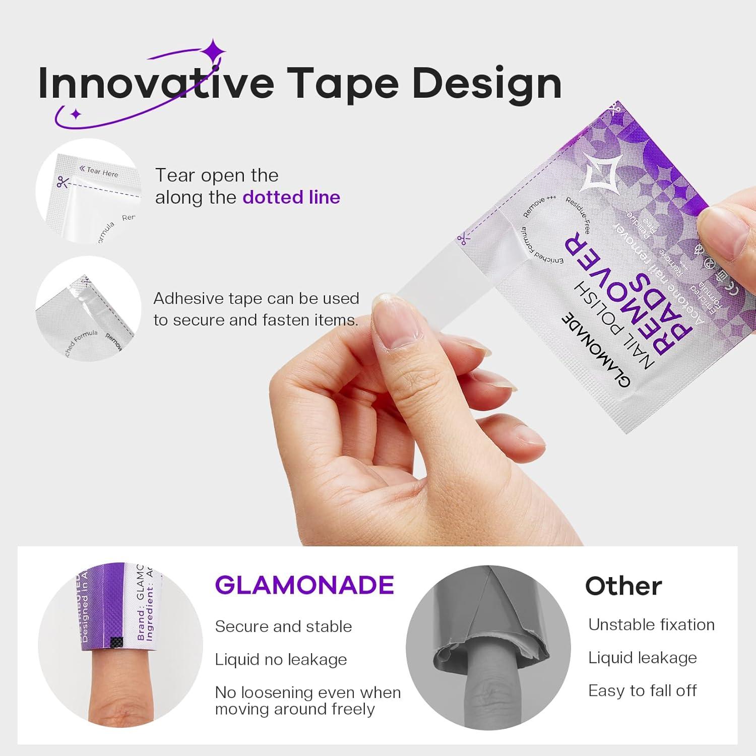 Toallitas Desmaquilladoras de Esmalte de Uñas Glamona de 50 Pcs