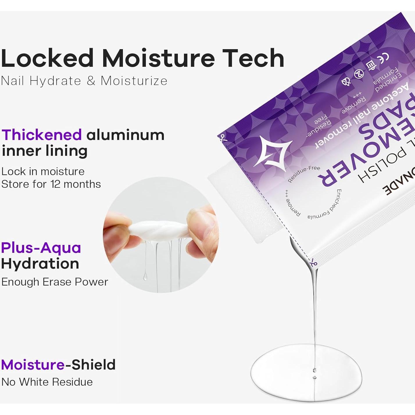 Toallitas Desmaquilladoras de Esmalte de Uñas Glamona de 50 Pcs