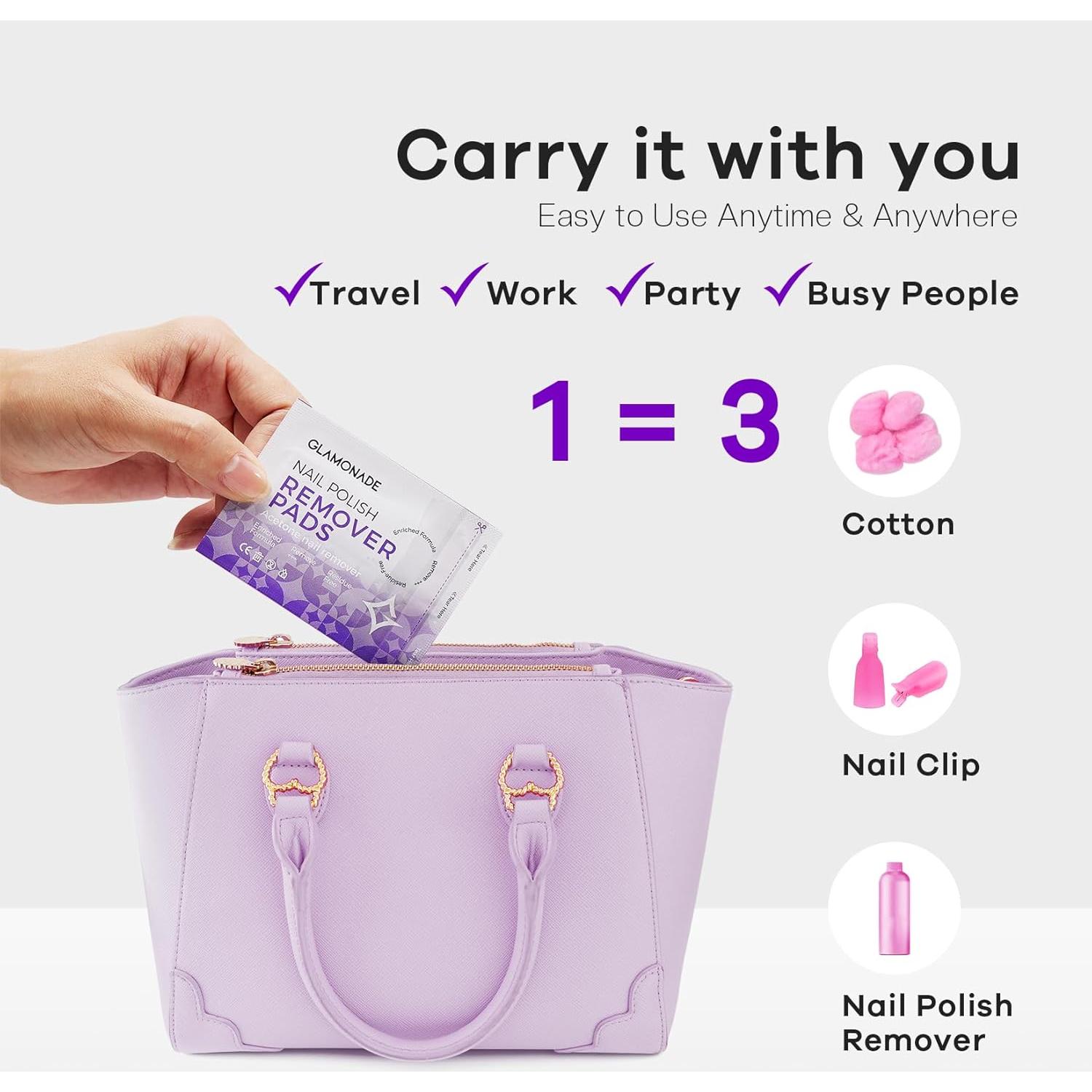 Toallitas Desmaquilladoras de Esmalte de Uñas Glamona de 50 Pcs