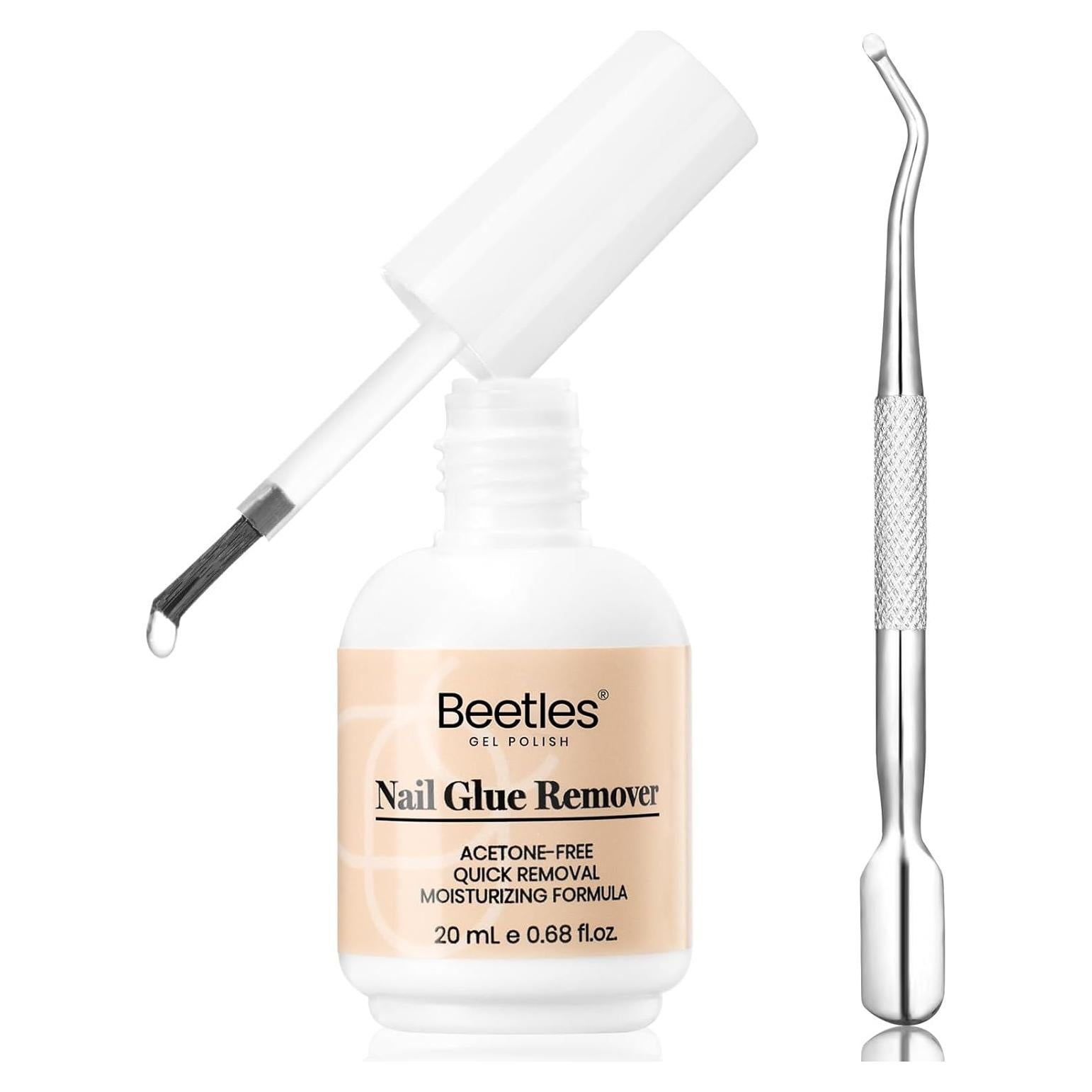 Removedor de Pegamento para Uñas Beetles 20ml con Empujador