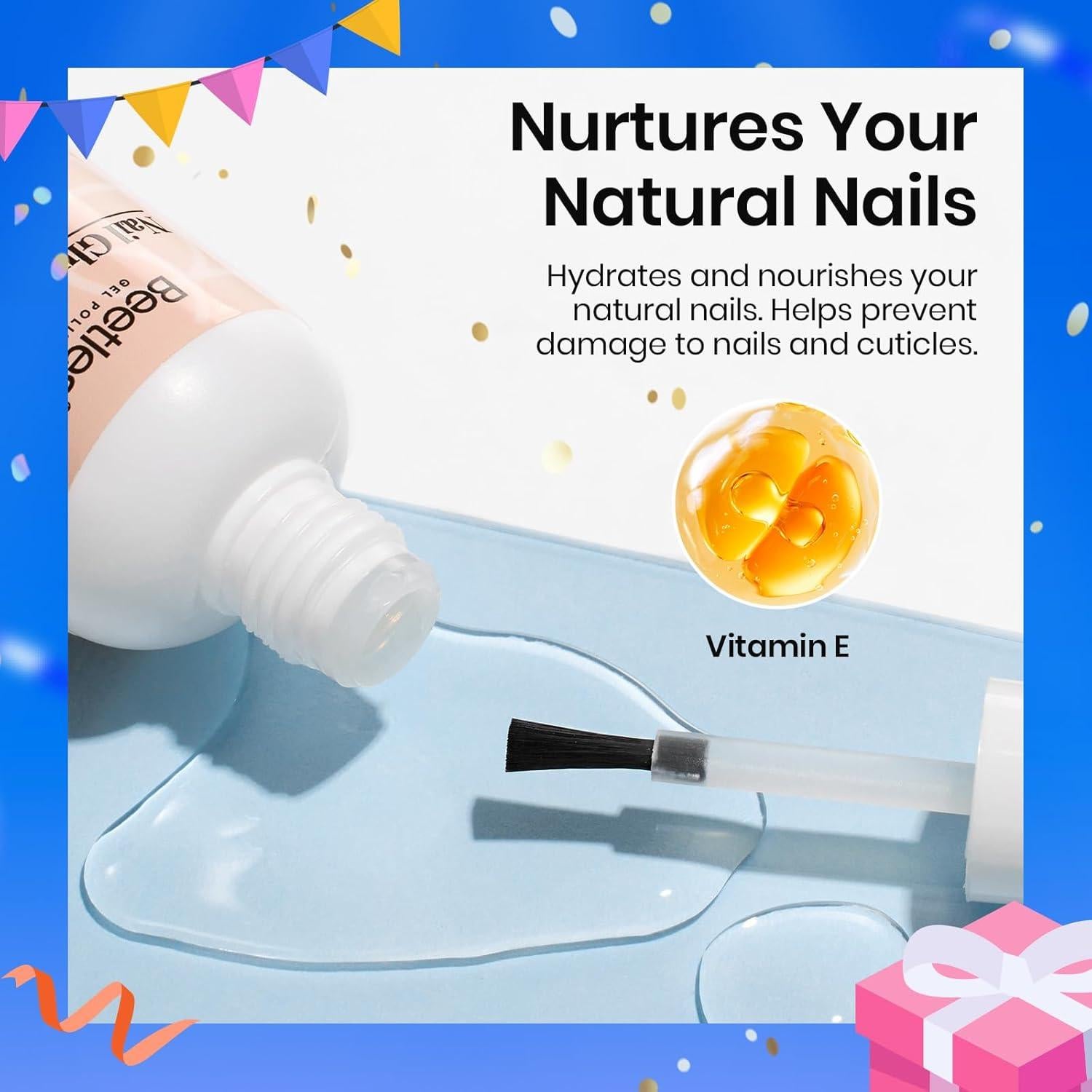 Removedor de Pegamento para Uñas Beetles 20ml con Empujador