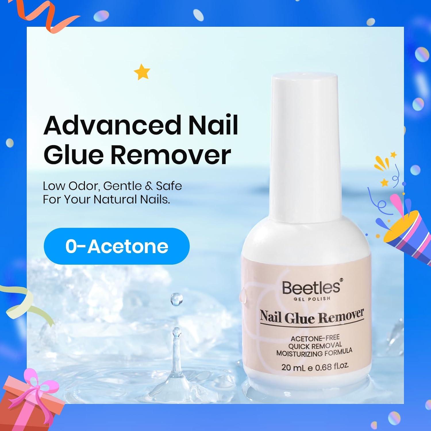 Removedor de Pegamento para Uñas Beetles 20ml con Empujador