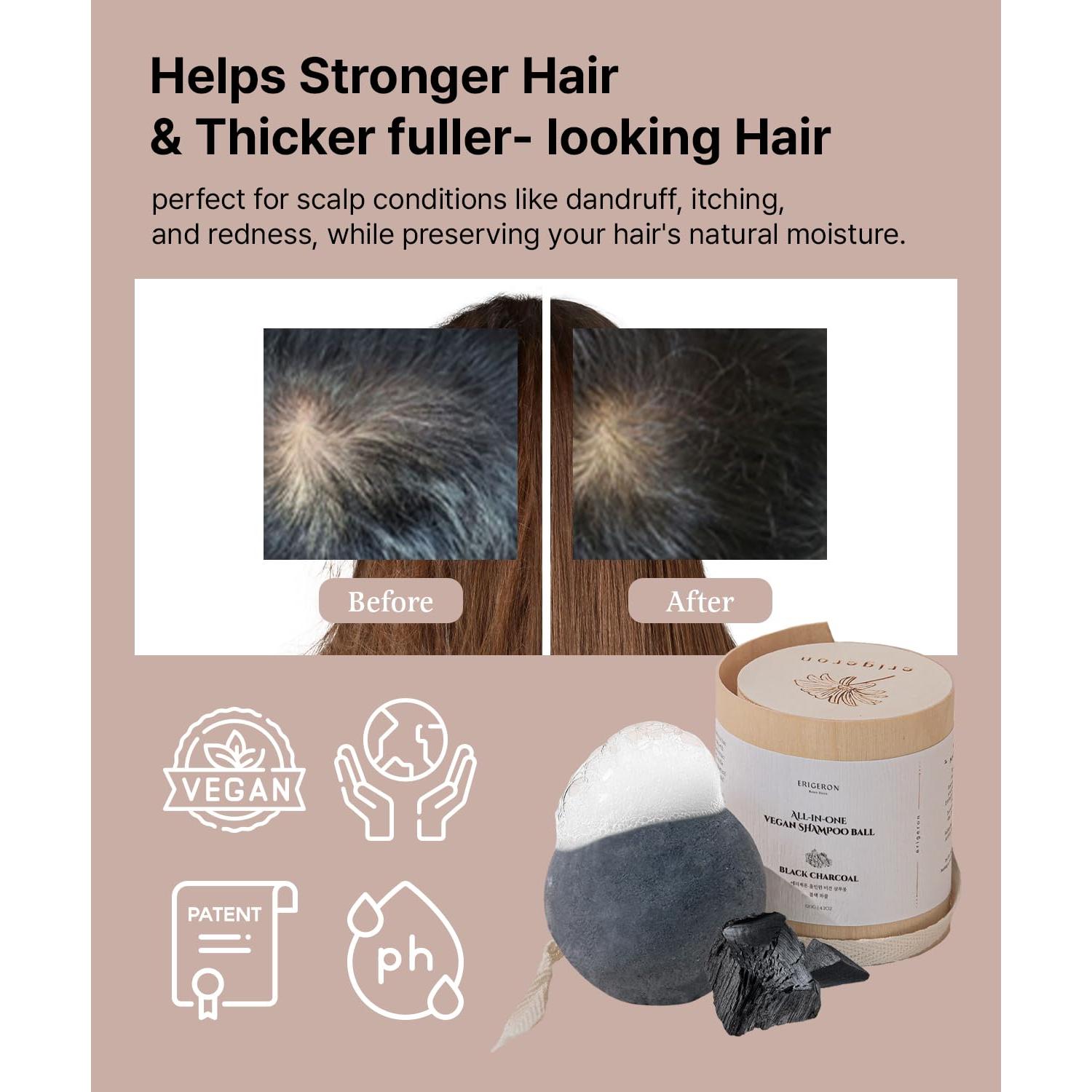 Barra de Champú Todo en Uno ERIGERON Carbón Negro 119g